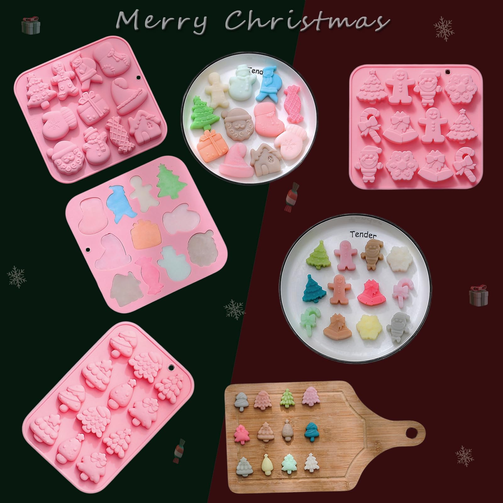 3 Pack Christmas Silicone Molds for Baking & Soap Making - Snowman, Gingerbread, Snowflake Chocolate & Jello Molds | Perfect for Holiday Desserts, DIY Crafts & Festive Treats
