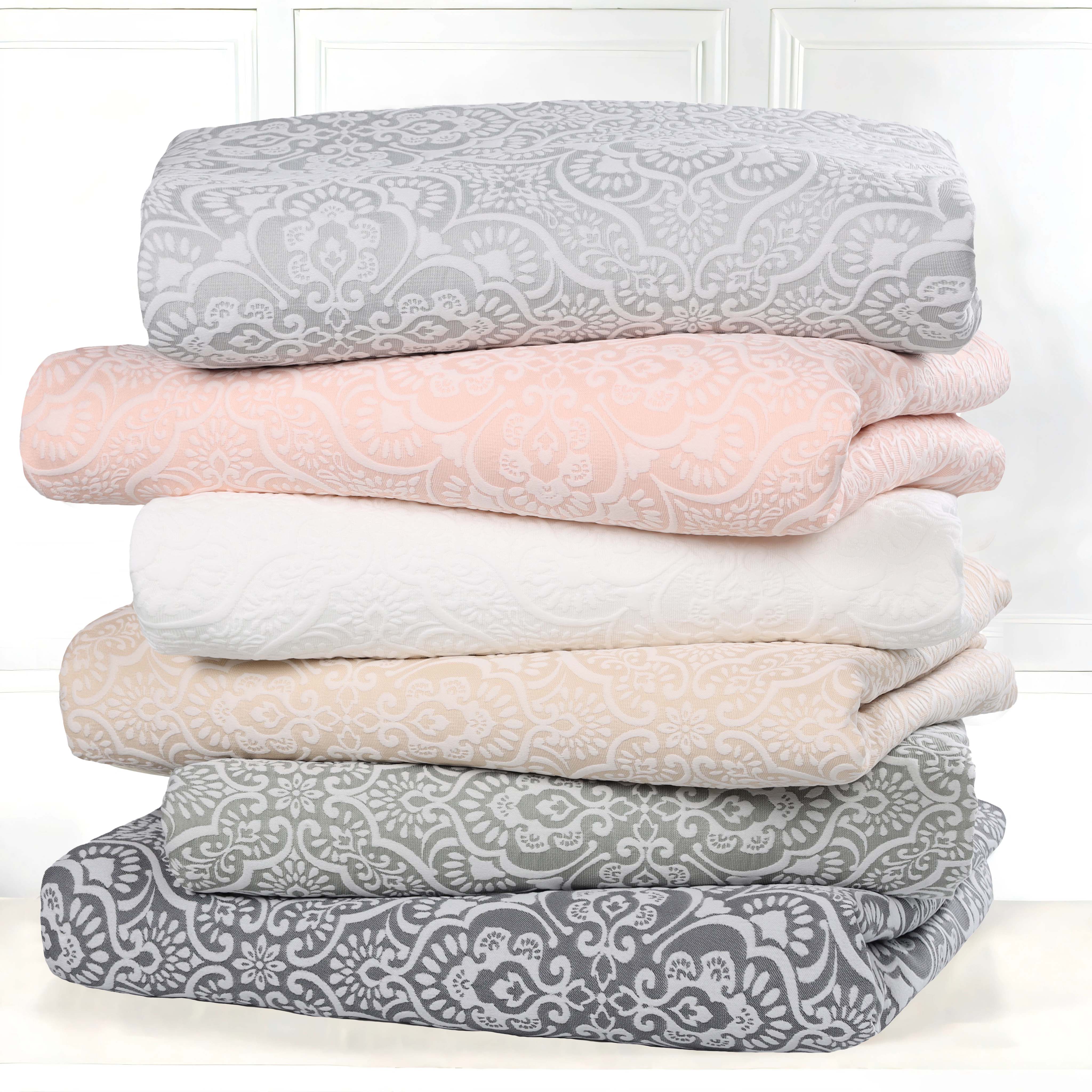 Enzy Medium Weight Floral Matelasse Bedspread and Sham Set - Queen Size, Soft Textured Cotton Blend, Elegant Floral Pattern for Bedroom Decor, Perfect for Guest Rooms, Master Suites & Cozy Home Styling