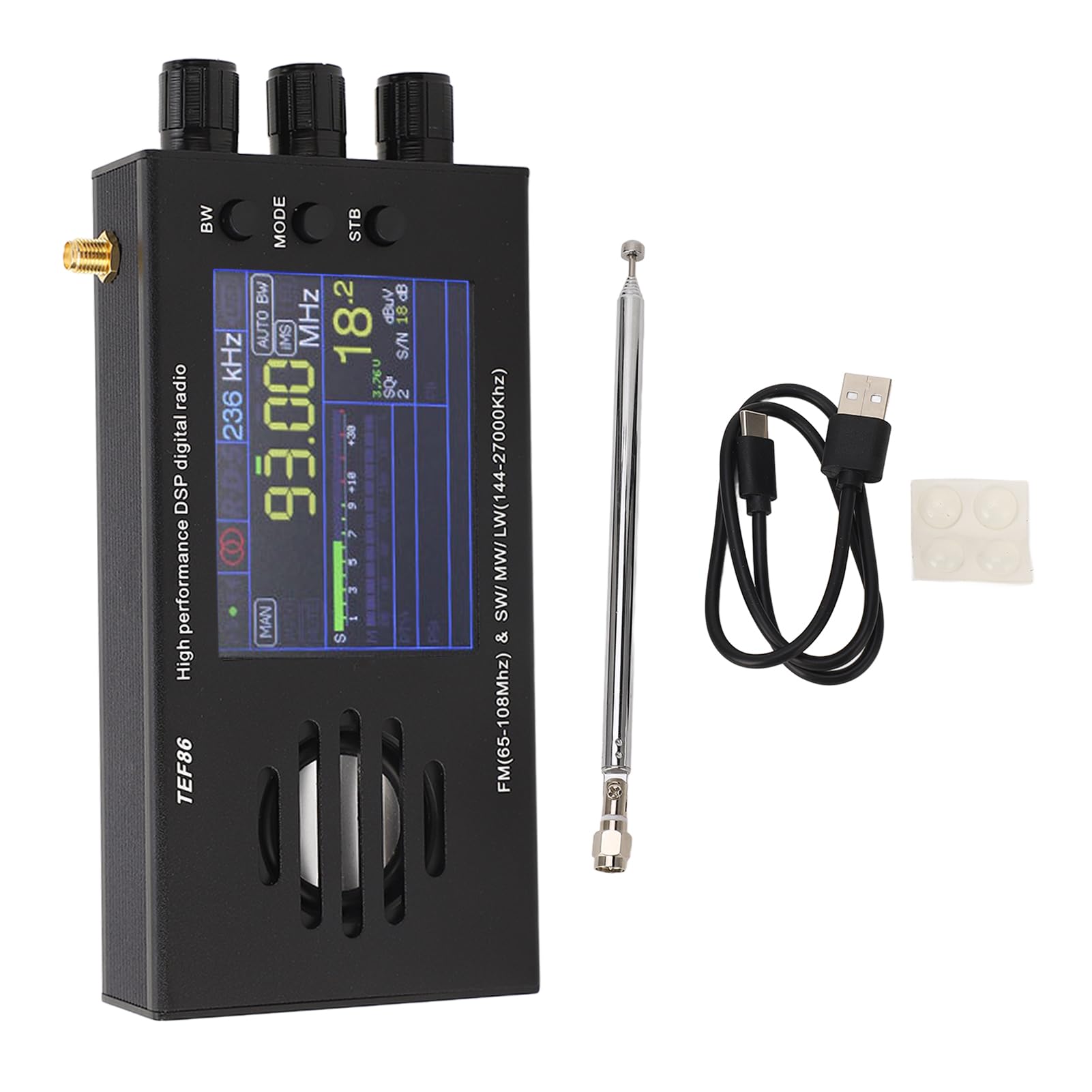 DSP Digital Radio Receiver with TEF6686 Chip - FM 65MHz-108MHz, SW, MW, LW Bands - 3.2 Inch LCD Display & Built-in Speaker - Portable AM/FM Radio for Camping, Hiking, Emergency Preparedness & Outdoor Adventures