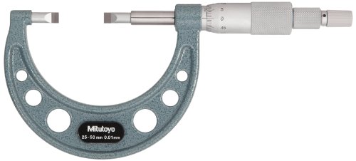 Mitutoyo 122-103 Digital Blade Micrometer 50-75mm Range, 0.01mm Graduation, ±0.003mm Accuracy, 0.75mm Tip with Ratchet Stop - Precision Metalworking & Machining Tool for Engineers, Quality Control, and Industrial Measurement