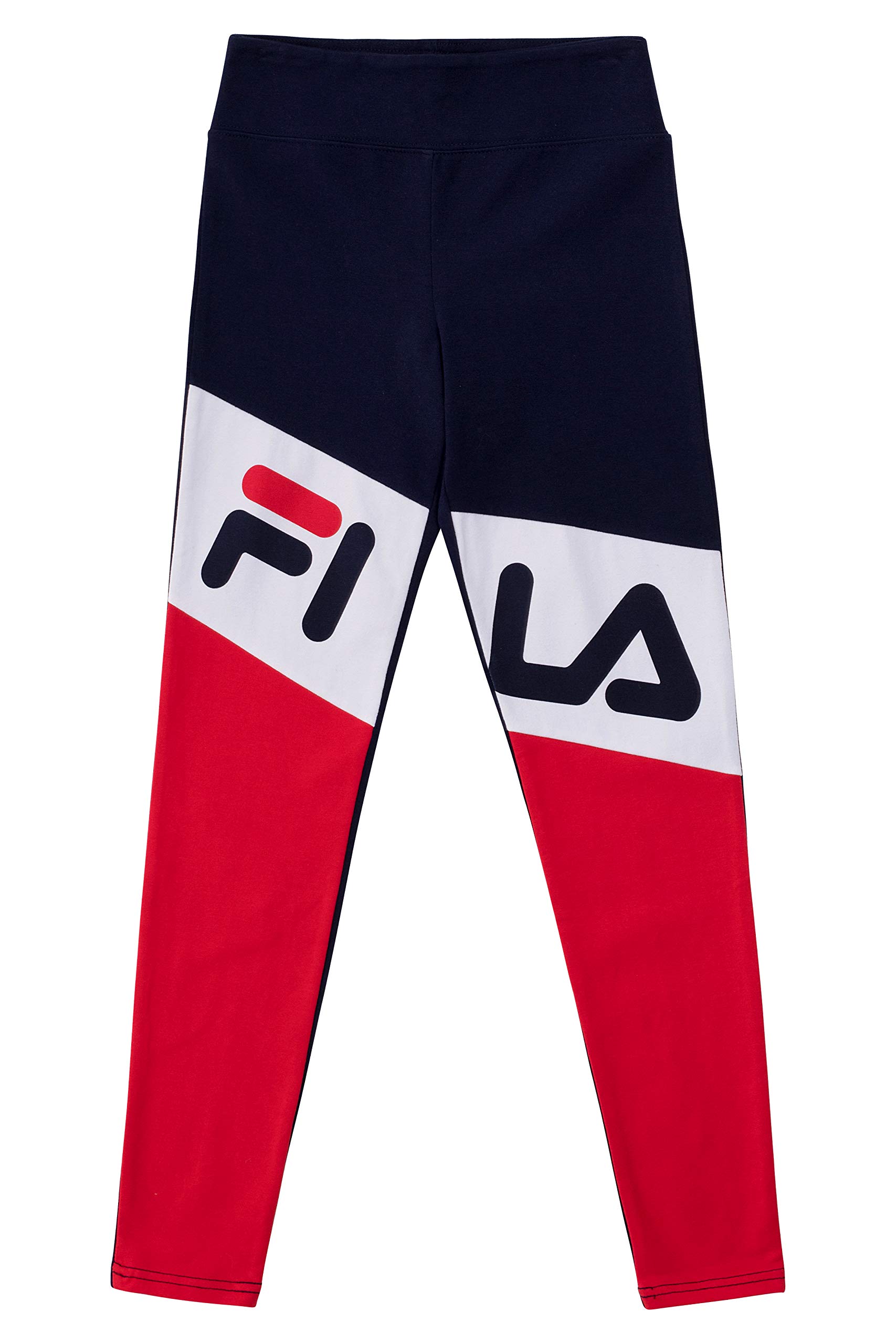 Fila Heritage Girls' Athletic Stretch Jersey Leggings - Color Blocking Kids' Activewear for Running, Yoga & Playtime