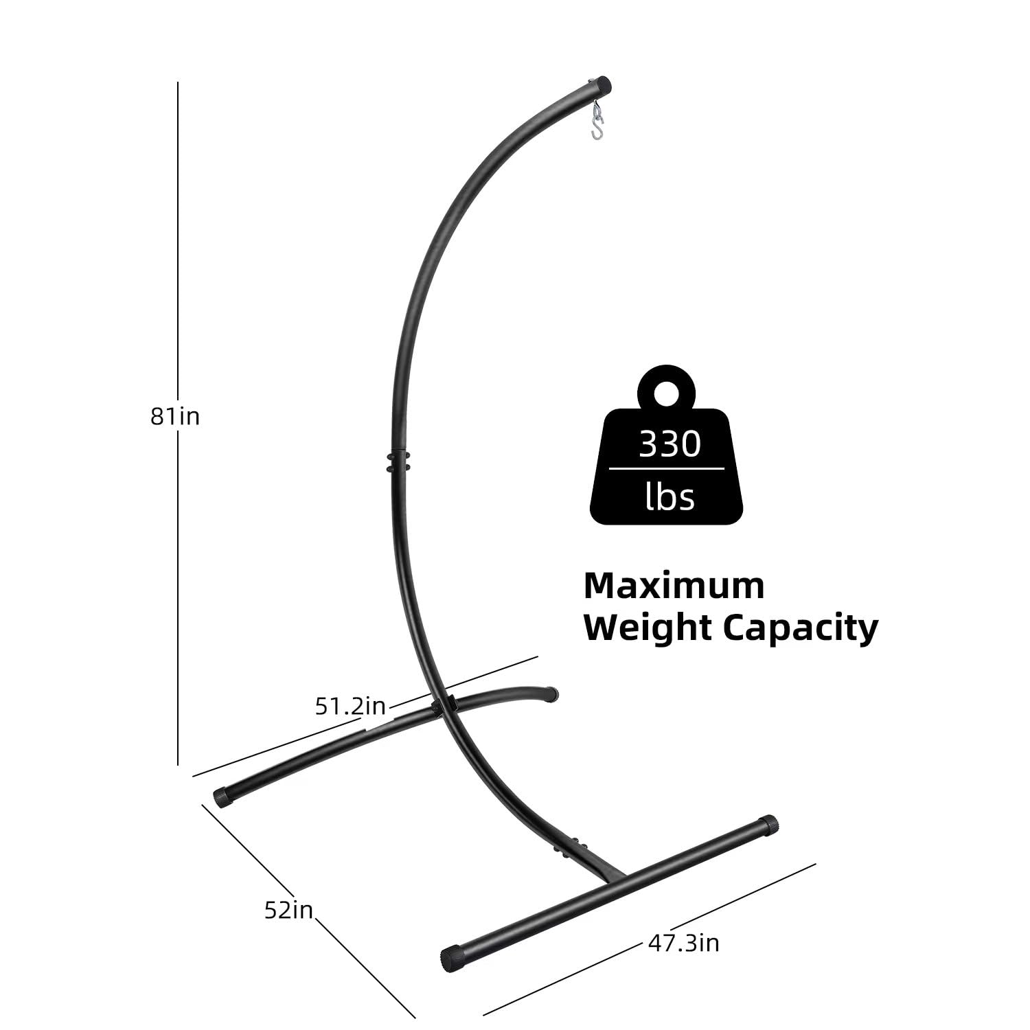 GOUTIME Hammock Chair Stand Only - Heavy Duty 350 LB Capacity Hanging Chair Stand Frame for Indoor & Outdoor Swing Egg Chairs - Perfect for Patio, Garden, Balcony & Backyard Relaxation