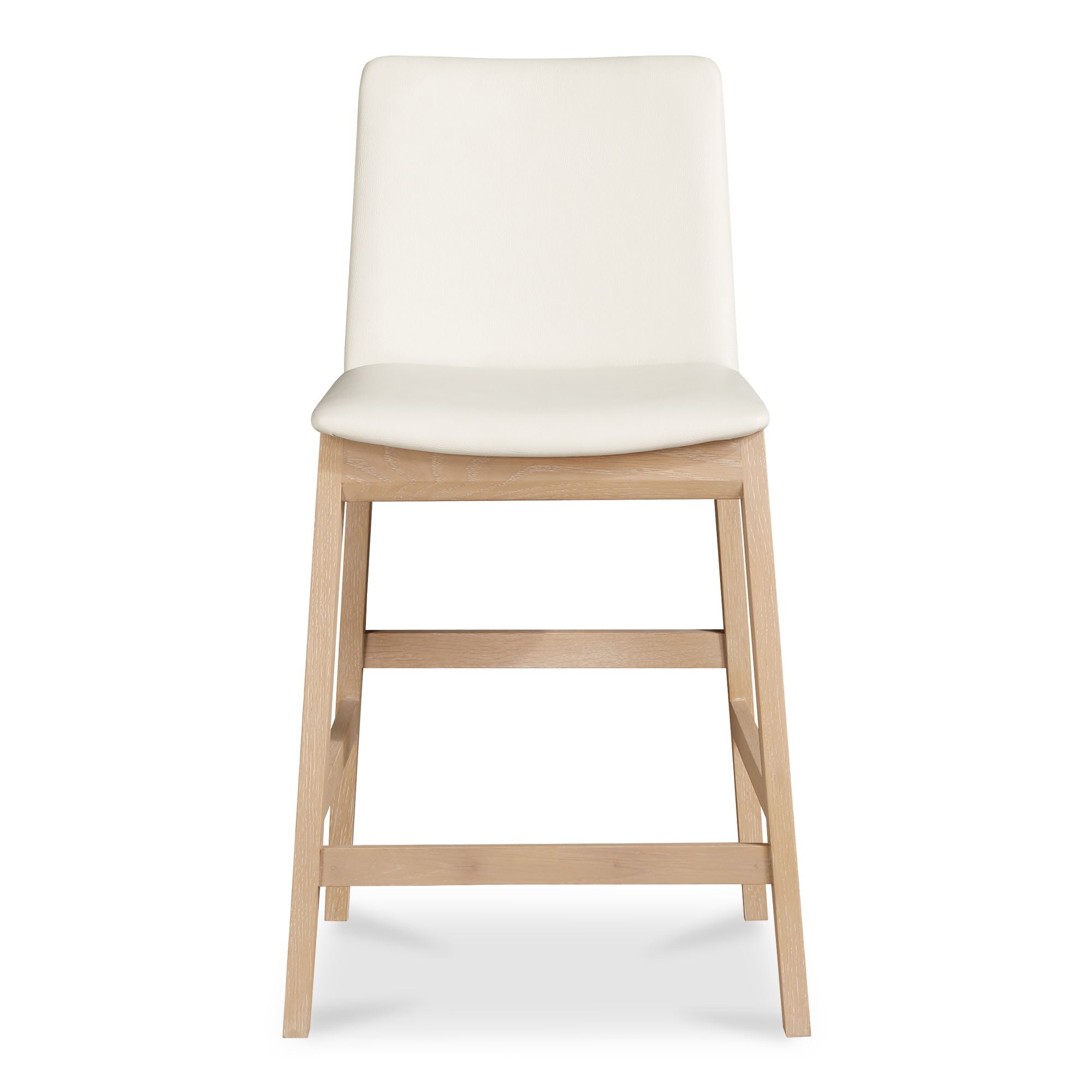 Modern White & Light Brown Deco Counter Stool - Bar Stool for Kitchen Island, Breakfast Nook & Home Decor