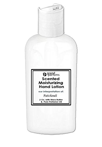 Grand Parfums 2 Oz Moisturizing Hand Lotion with Shea Butter - Patchouli Scented Hand Cream for Dry Skin | Spa Quality, Travel Size, Paraben Free | Perfect for On-the-Go Hydration, Office Use & Gift Sets