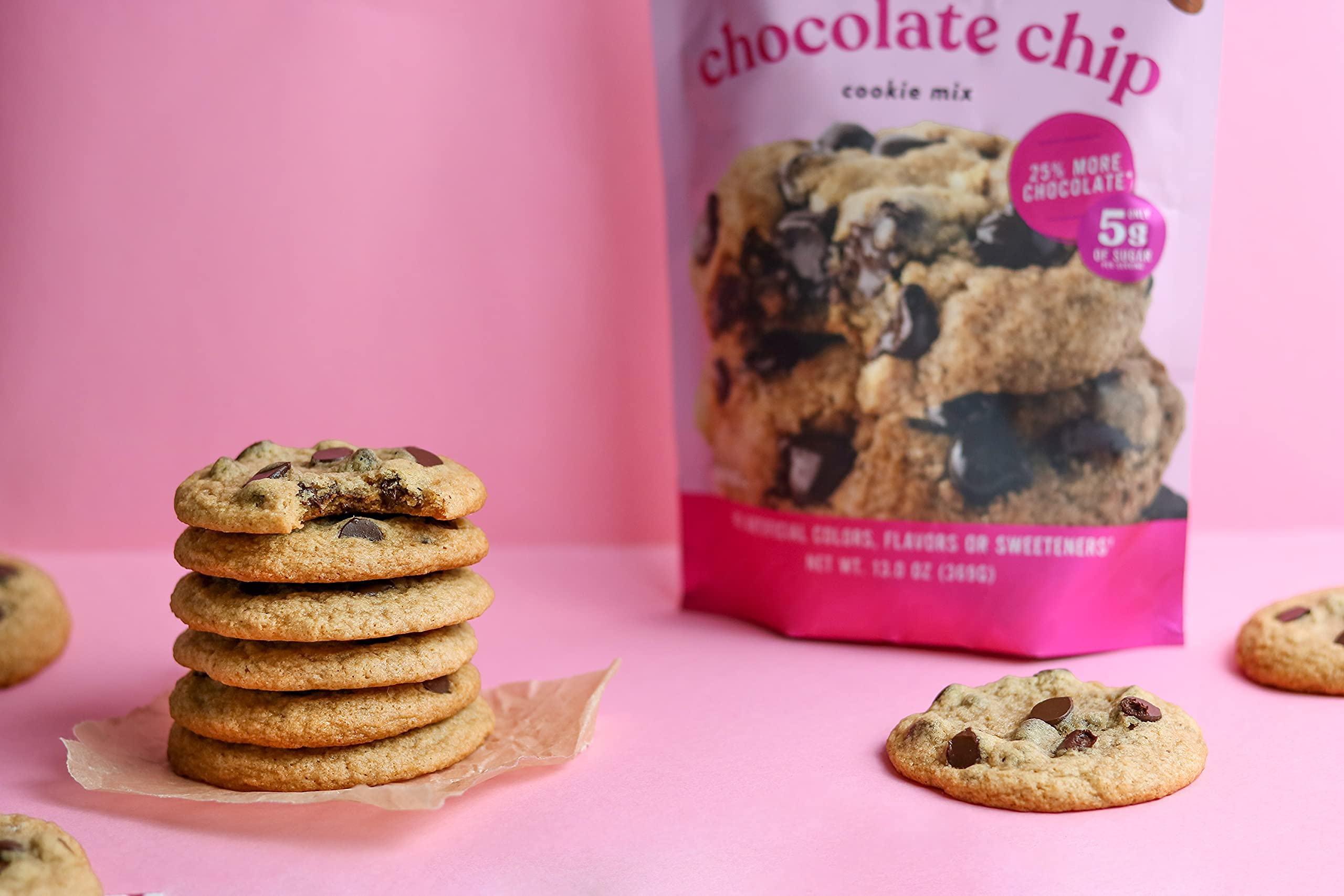 Miss Jones Gluten-Free Chocolate Chip Cookie Mix - Low Sugar, Naturally Sweetened, Rich Chocolate Chips (13oz) for Healthy Desserts, Snacks & Holiday Baking