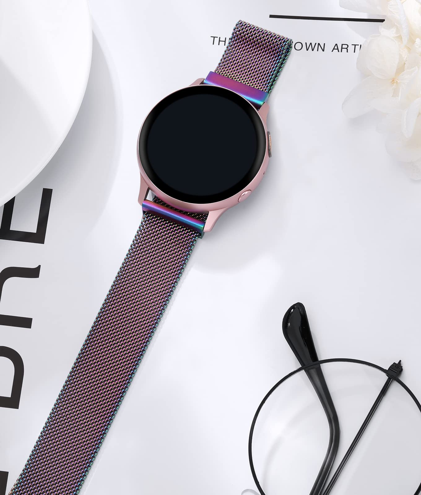 PIOWNN 20mm Metal Strap for Samsung Galaxy Watch 4/5/6 - Fashion & Durable for Workout & Daily Use