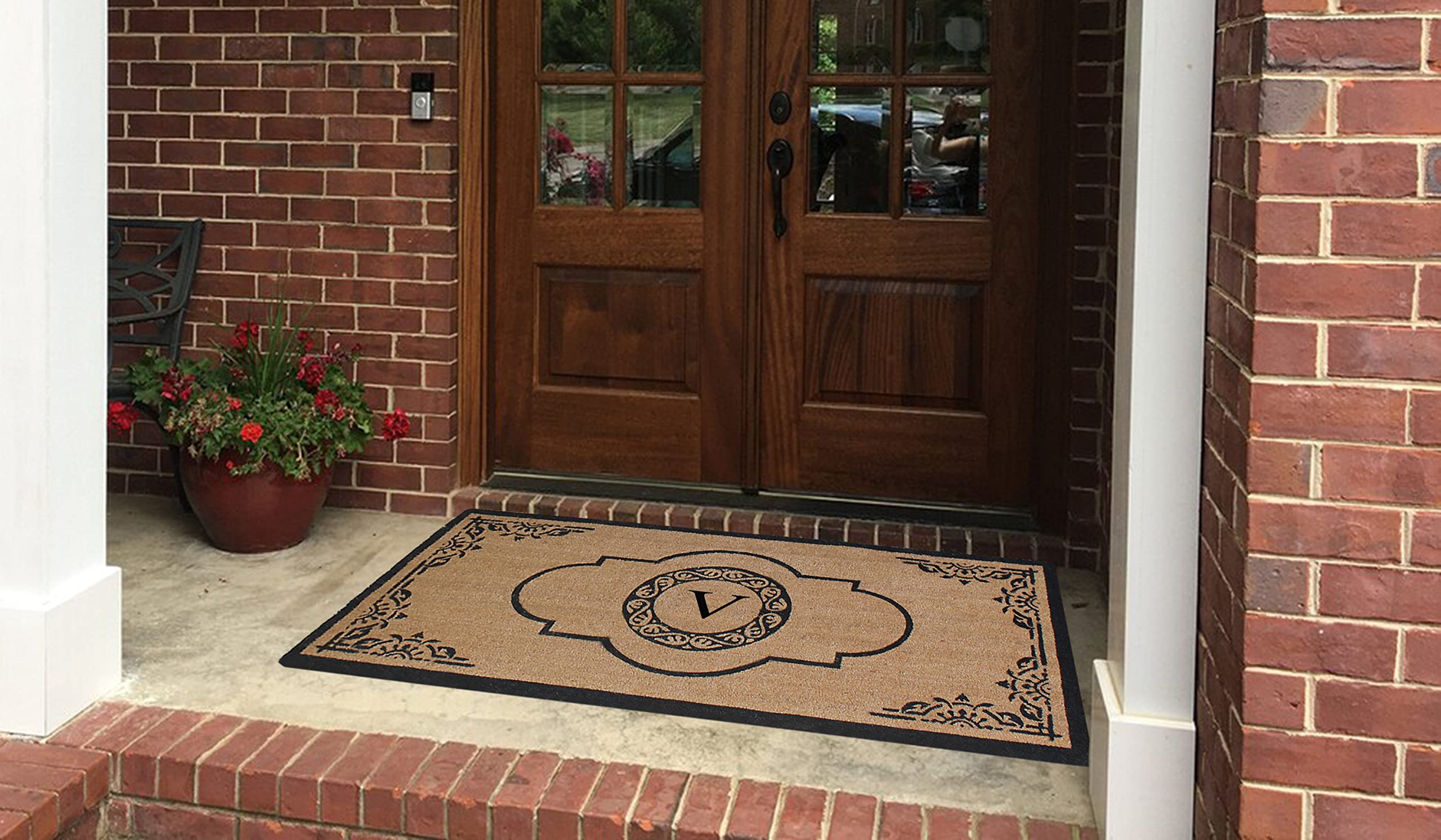 Premium Natural Coir Monogrammed Door Mat - 36x72 Inch Heavy Duty, Anti-Shed, Durable Outdoor Entrance Mat - Thin Profile, Easy to Clean, Long Lasting - Perfect for Front Door, Porch, Patio & Mudroom Decor