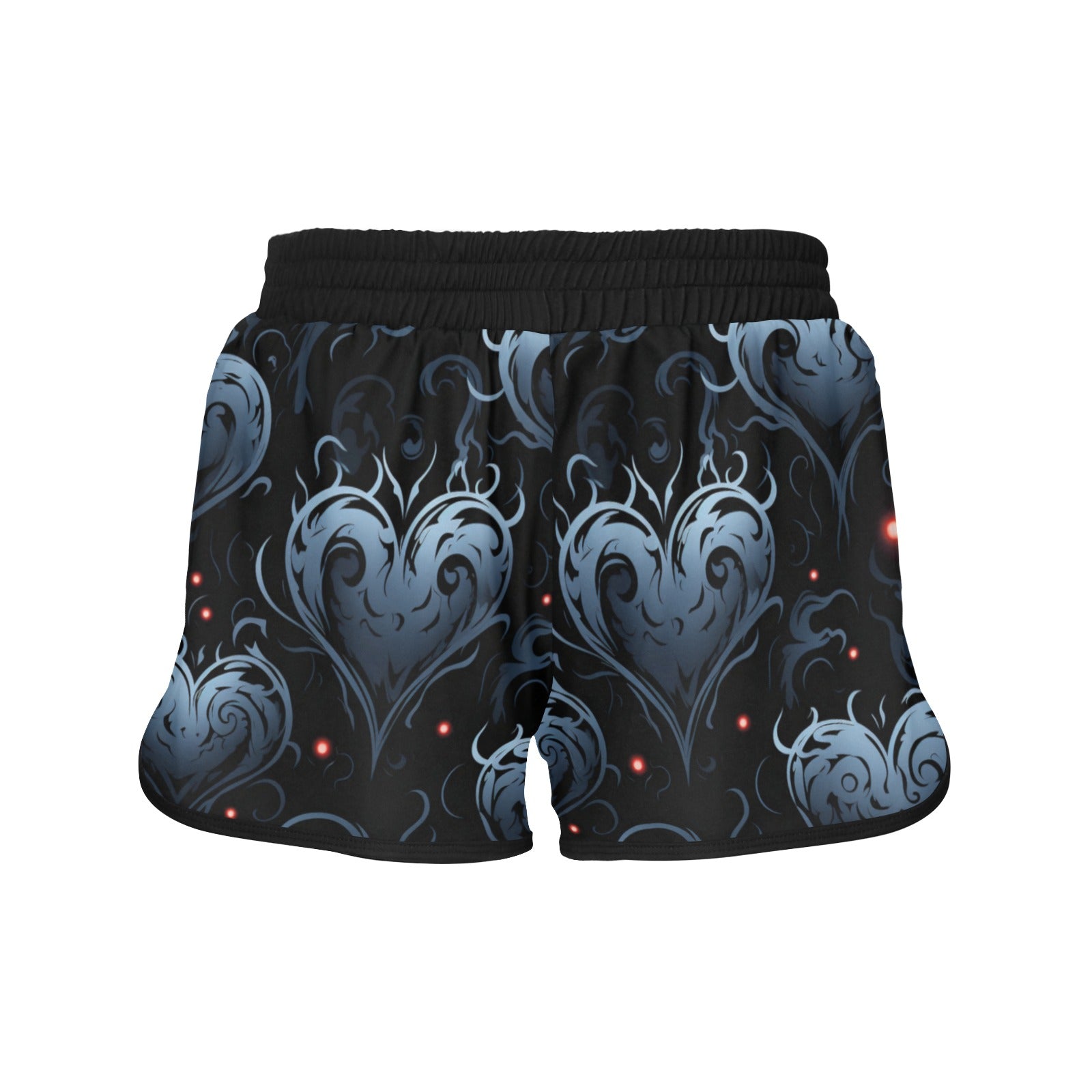 Gothic Blue Hearts Print Athletic Shorts for Women - Comfortable Workout & Running Shorts - Perfect for Gym, Yoga, and Casual Wear