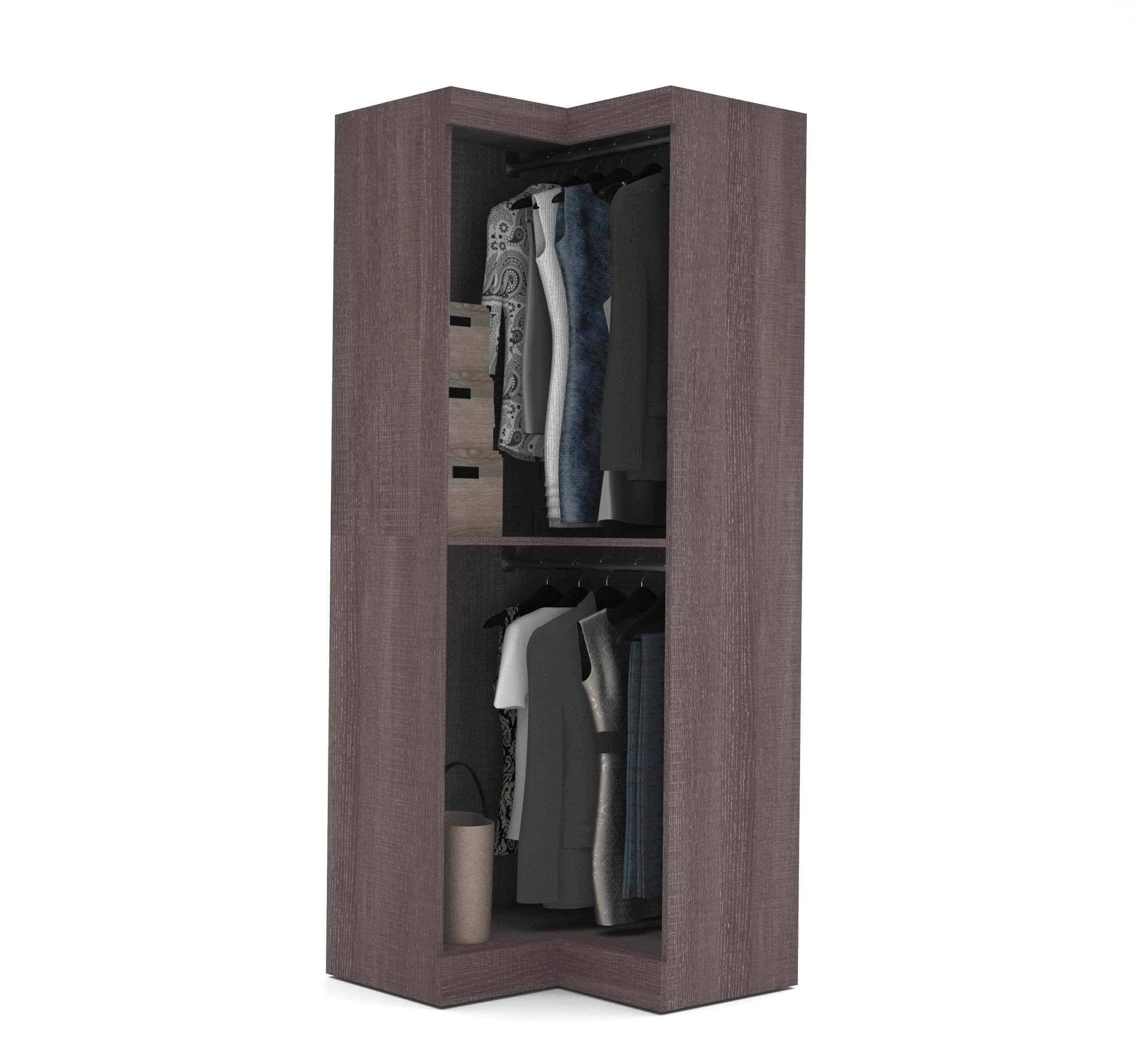 33W Corner Closet Organizer - Space Saving Storage Shelf for Bedroom, Bathroom & Laundry Room - Bark Grey Finish - Perfect for Small Spaces & Home Organization