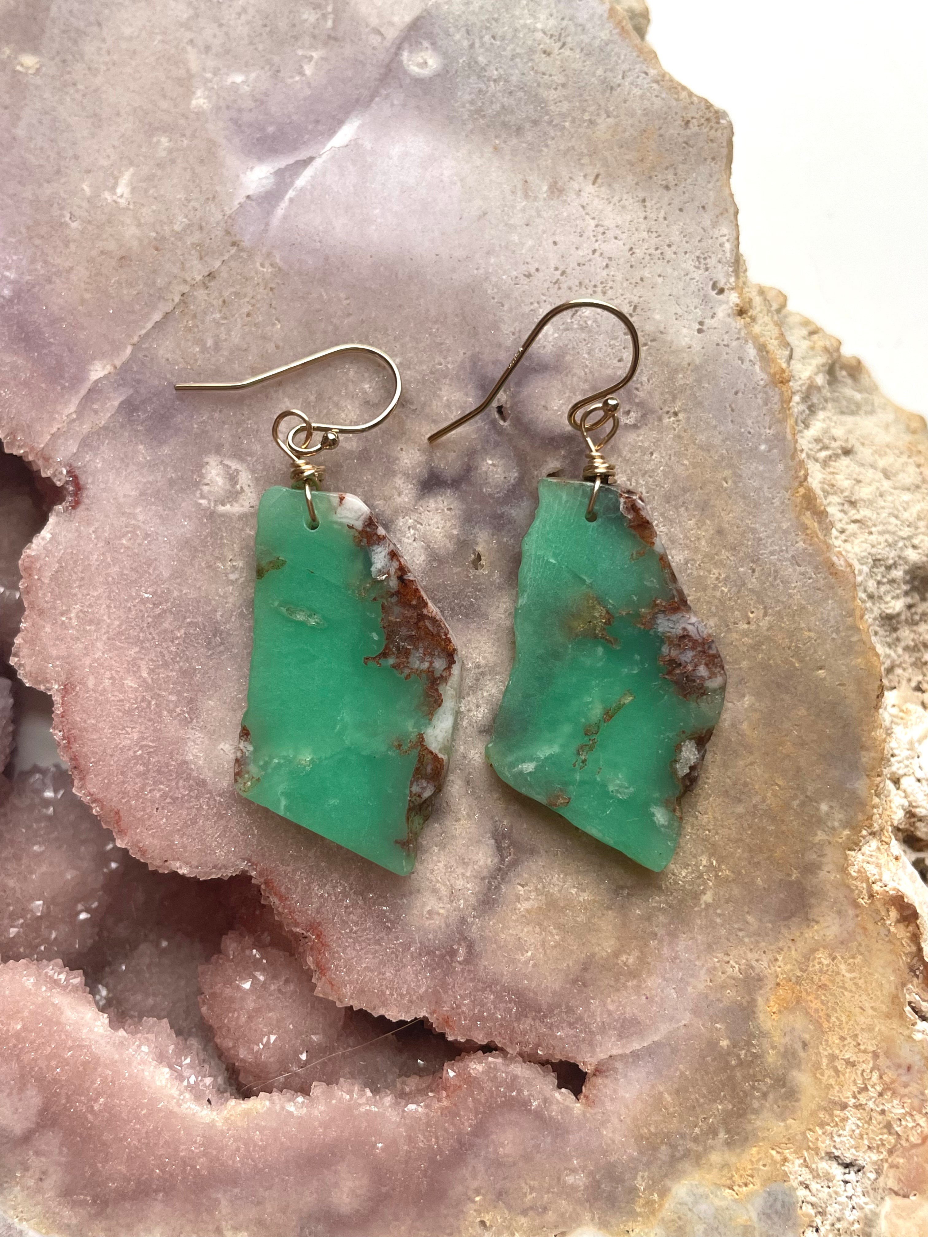 Stunning Chrysoprase Statement Earrings in 14K Gold Fill - Elegant Dangle Earrings for Women, Perfect for Weddings, Parties & Special Occasions