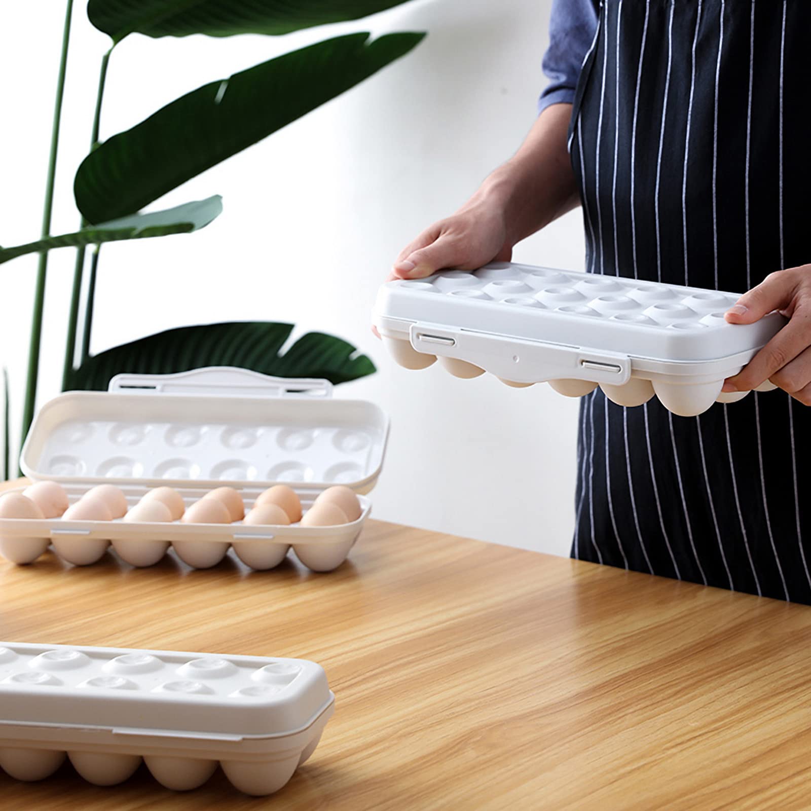 Large Capacity Plastic Egg Holder - Stackable Egg Storage Container Organizer for Refrigerator, Picnic, Hiking & Travel - Holds 18 Eggs (Pink) - Perfect for Kitchen Organization & Outdoor Adventures