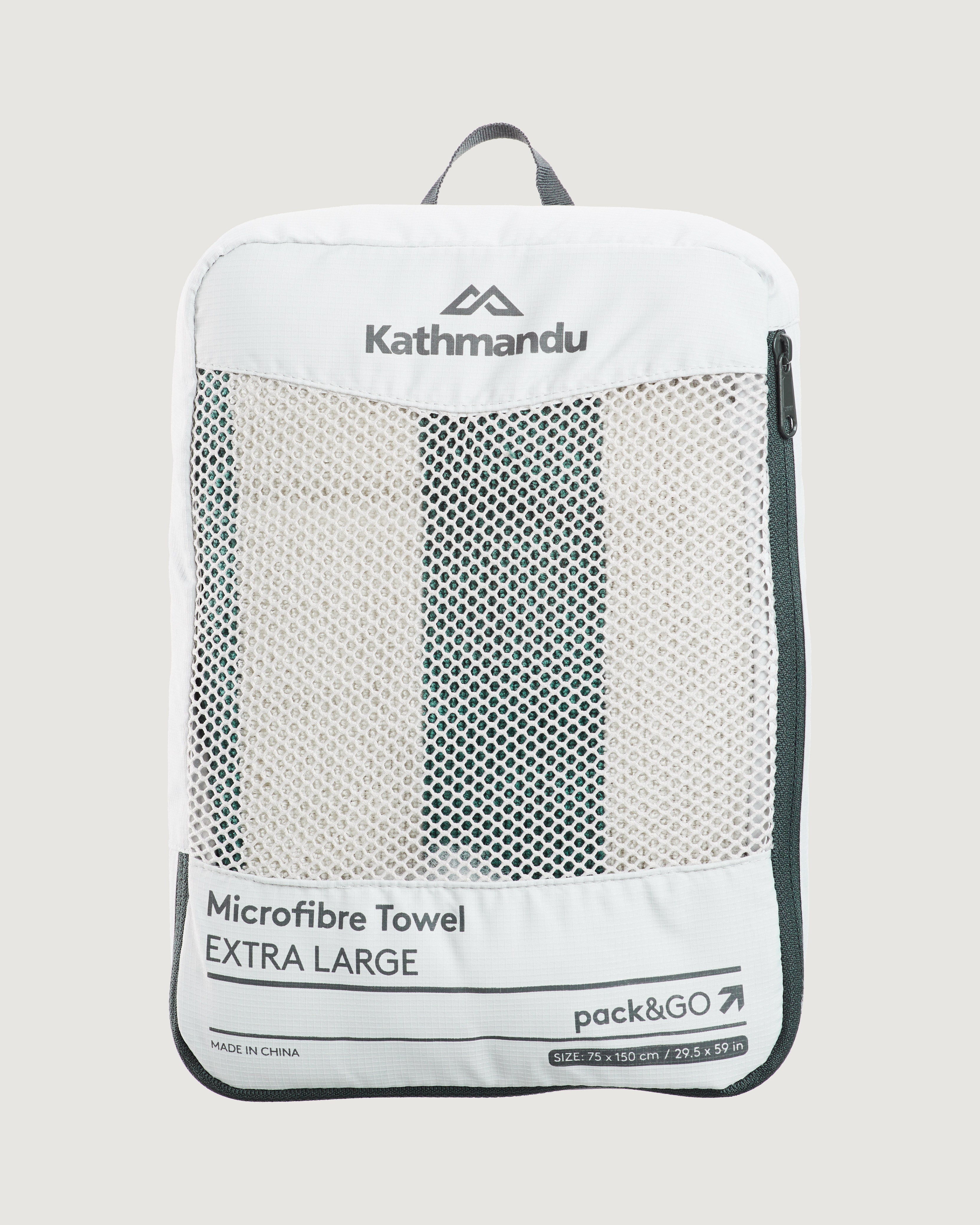 Premium Extra Large Microfiber Towel - Ultra Absorbent & Quick Dry, Silver Grey/Dark Spruce Stripe - Perfect for Gym, Beach, Swimming & Travel Accessories