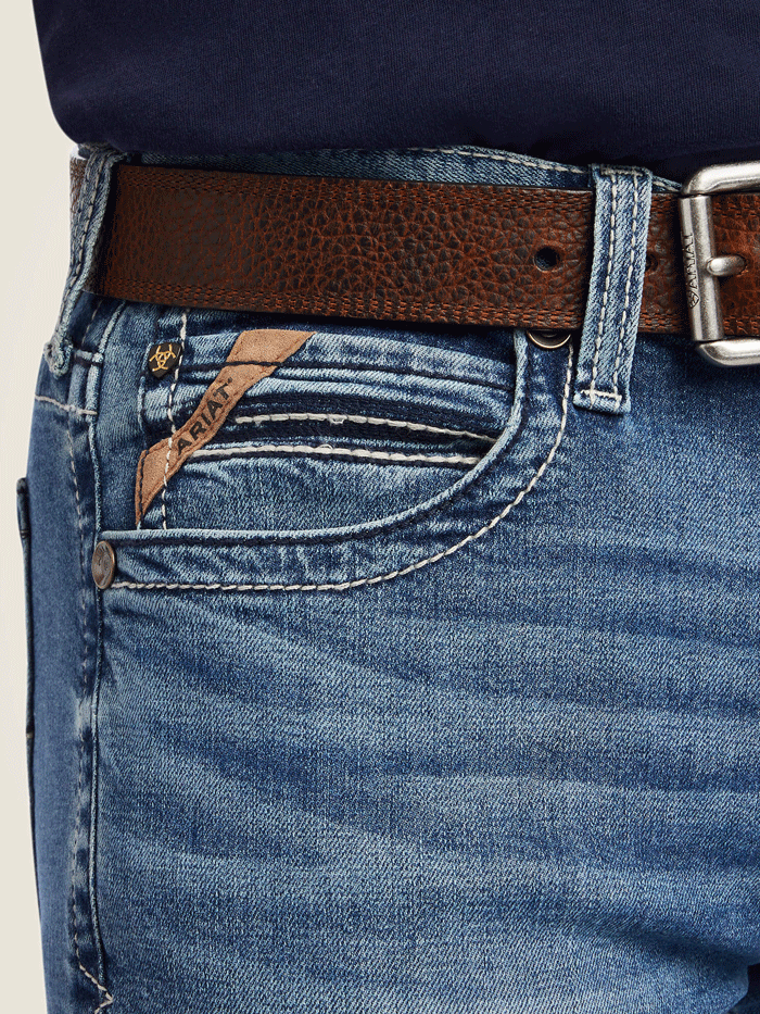 Ariat Men's M7 Slim Wessley Straight Fit Jean in Gaviota Wash - Durable Denim Pants for Work, Casual Wear & Outdoor Activities