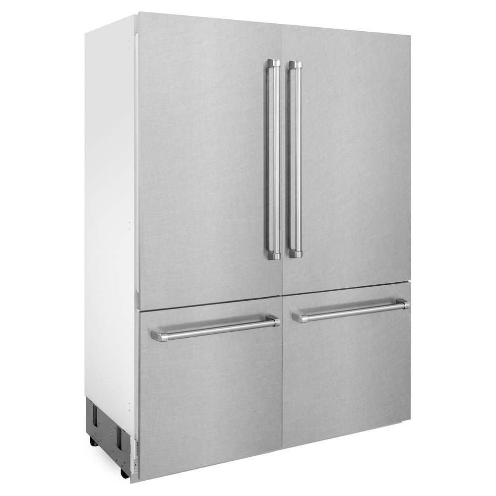 ZLINE 60 Inch 32.2 Cu Ft French Door Built-In Bottom Freezer Refrigerator with Water Dispenser & Ice Maker - Satin Stainless Steel (RBIV SN 60) for Modern Kitchen & Open Concept Homes