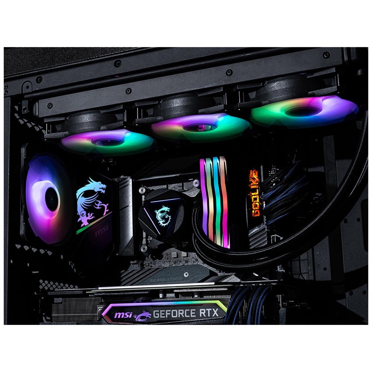 MSI MAG CoreLiquid 360R V2 AIO Liquid CPU Cooler with ARGB Lighting - 360mm Radiator & Triple 120mm PWM Fans - Compatible with LGA 1700 Socket - Rotating Cap Design for Custom Builds - Perfect for Gaming PC and High Performance Workstations