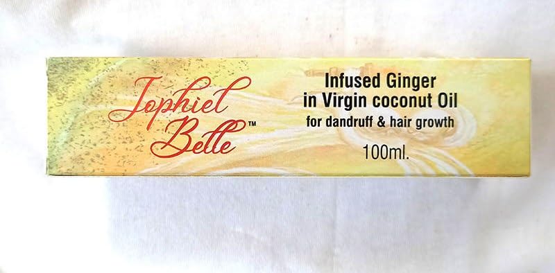 Jophiel Belle Virgin Coconut Oil with Infused Ginger – Natural Dandruff Treatment & Hair Growth Serum for Stronger, Healthier Hair – 100ml – Perfect for Scalp Massage & Daily Hair Care Routine