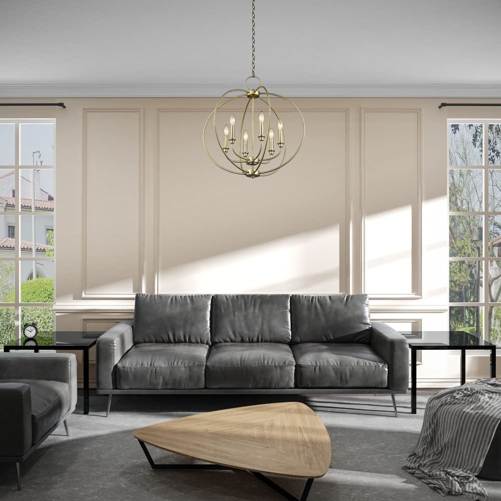 Livex Lighting 4666-04 6-Light Black Modern Chandelier - Elegant Ceiling Fixture for Dining Room, Bedroom, or Living Room Lighting