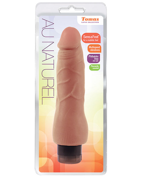 Au Naturel Tomas 9 Inch Vibrating Dildo - Realistic Caramel Skin Tone Silicone Sex Toy for Women & Couples - Perfect for Solo Play & Partnered Intimacy