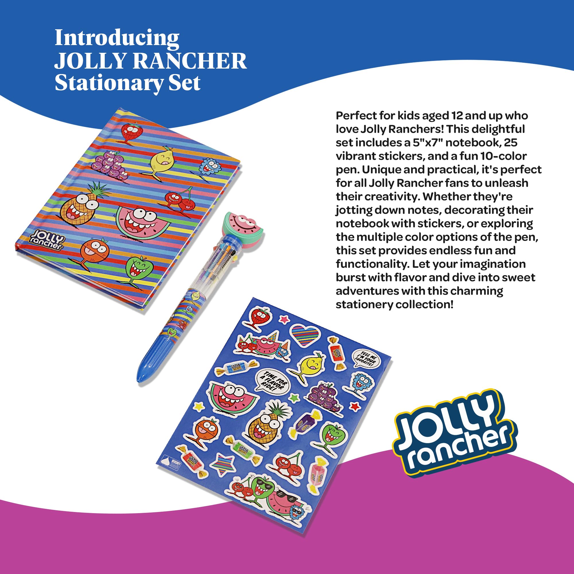 Jolly Rancher Notebook Set for Kids - Blue with Stickers & Pens | Birthday Gift for 6-8 Year Olds | School & Creative Writing
