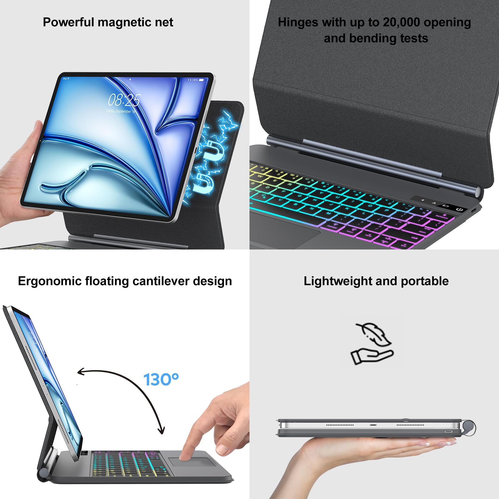 Magic Keyboard Case for iPad Air 13-inch (M2, 2024) & iPad Pro 12.9-inch (6th/5th/4th/3rd Gen) - Slim Magnetic Keyboard with Multi-Touch Trackpad, Floating Cantilever Stand & Rainbow Backlit Keys - Perfect for Work, Study & Creative Projects
