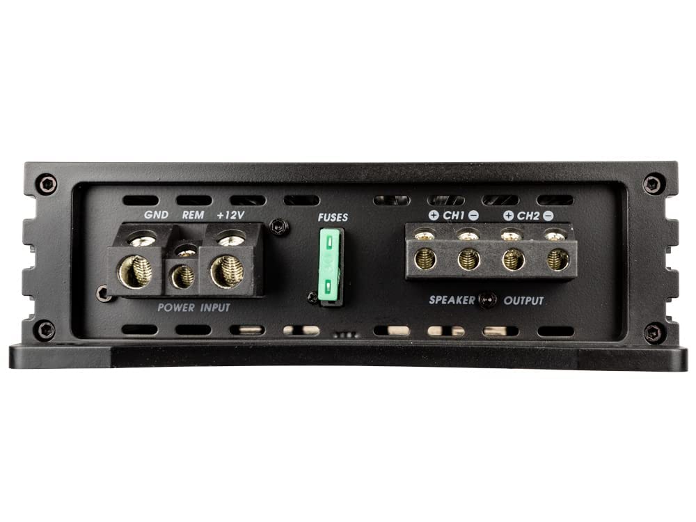 Alphasonik NA1000.2 Neuron Series 1000W 2-Channel Car Amplifier - Class A/B, Bridgeable, 4-Way Protection, Low/High Level Inputs w/ Remote Bass Knob - Perfect for Car Audio Systems & Bass Boost