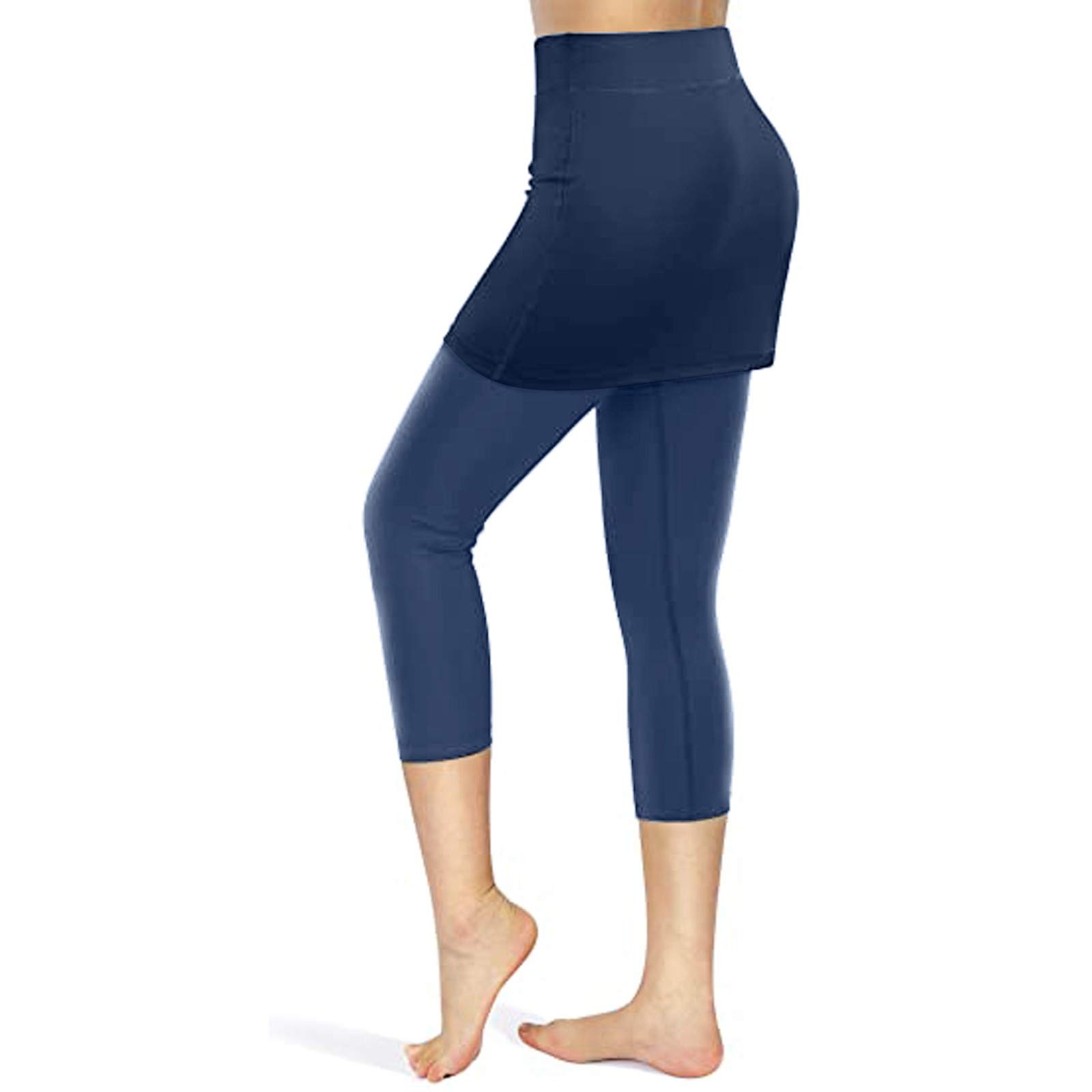 VOWUA Women's Skirted Leggings with Pockets - High Waist Yoga Pants with Built-in Skirt for Running, Tennis & Workout | Comfortable Athletic Wear for Gym, Fitness & Casual Outfits