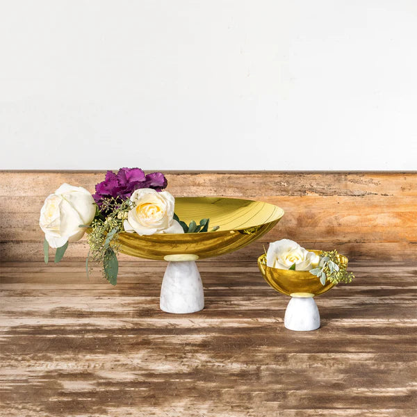 Elegant Marble & Gold Fruit Bowl - Premium Home Decor for Kitchen, Dining Table, or Centerpiece Display