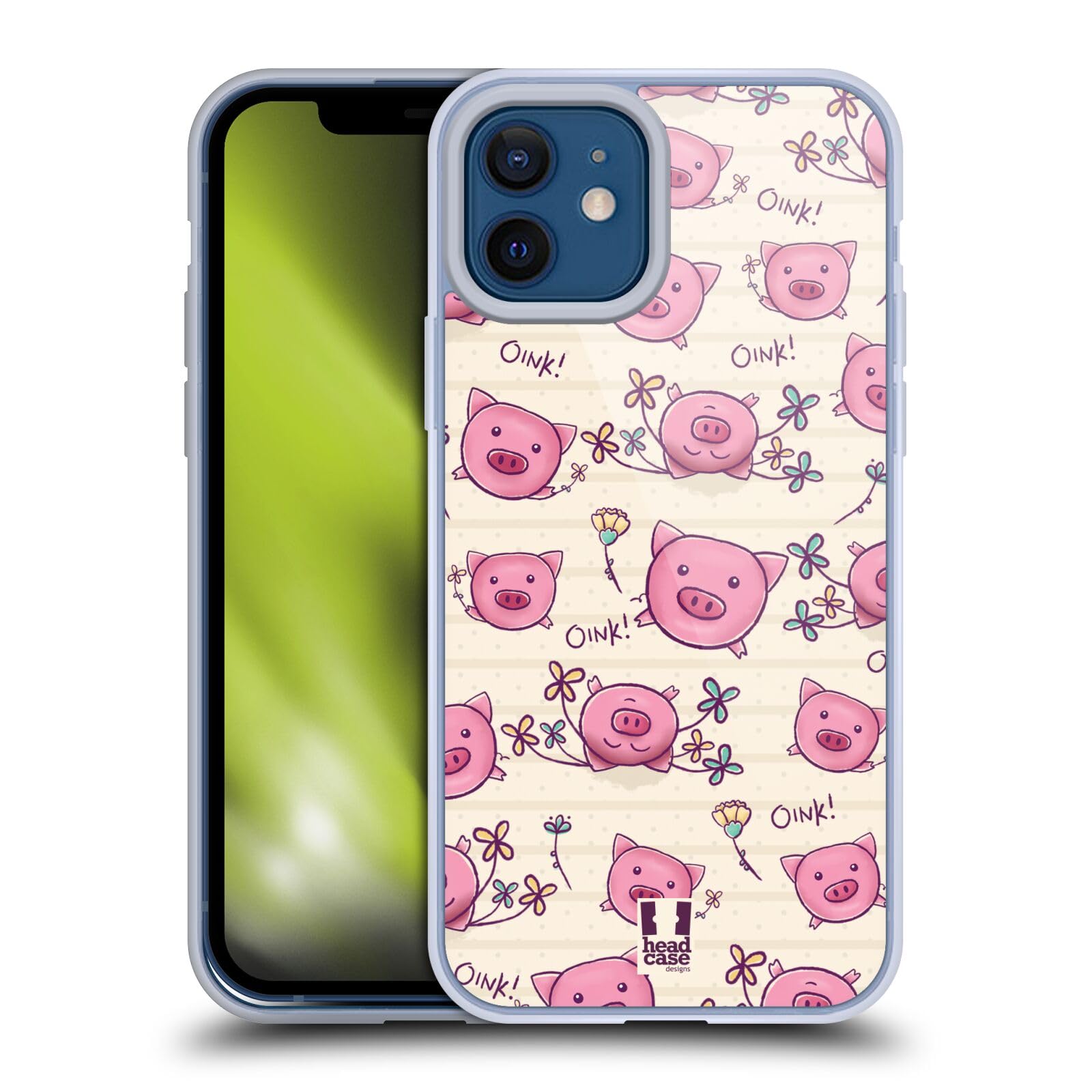 Cute Pig Doodles Soft Gel Phone Case for Apple iPhone 12 & iPhone 12 Pro - Protective Slim Cover with Fun Animal Design for Everyday Use & Gift Giving