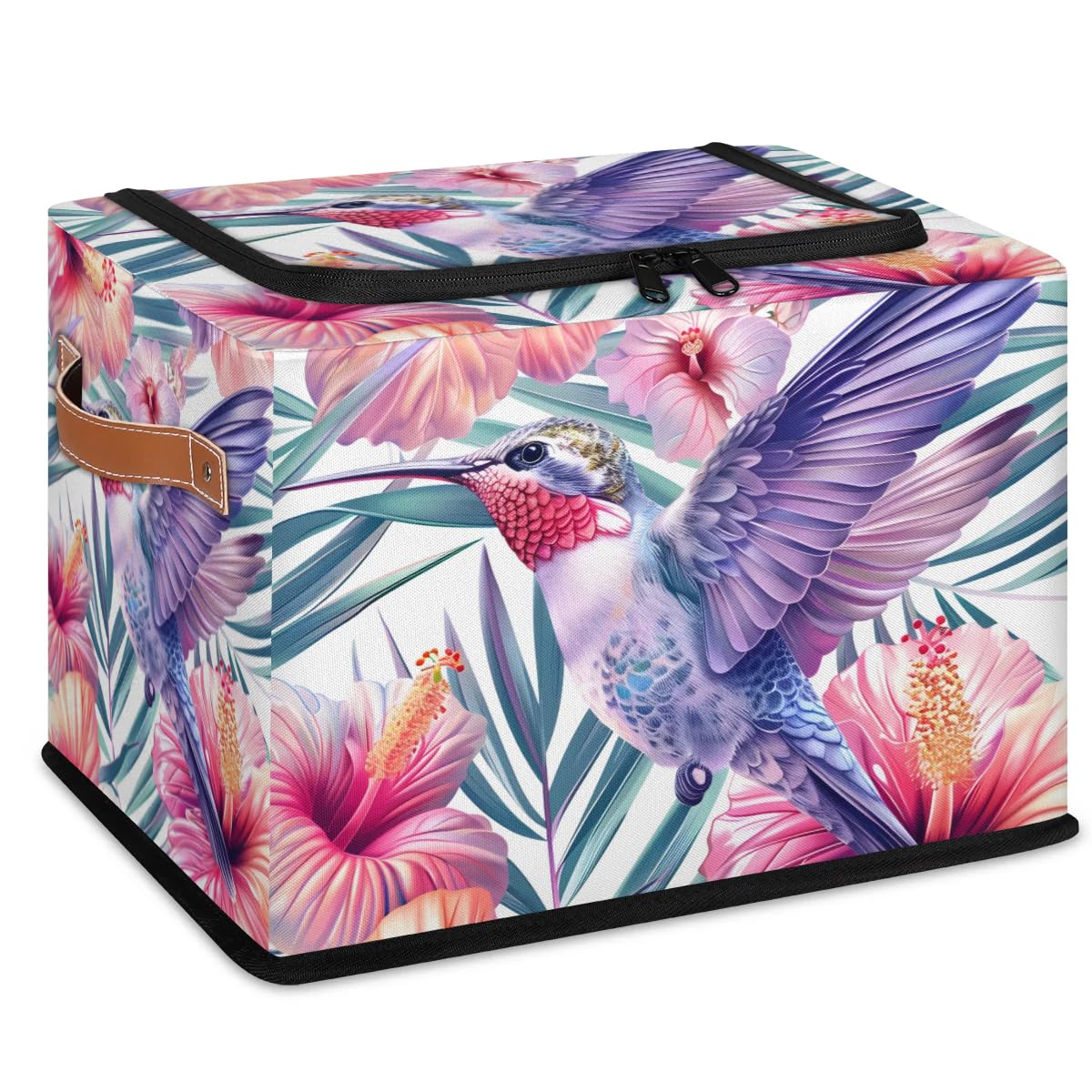 Waterproof Hummingbird Storage Boxes with Sturdy Handles - 2 Pack Zippered Storage Bins for Clothes, Toys & Home Organization | Perfect for Bedroom, Nursery & Closet Storage