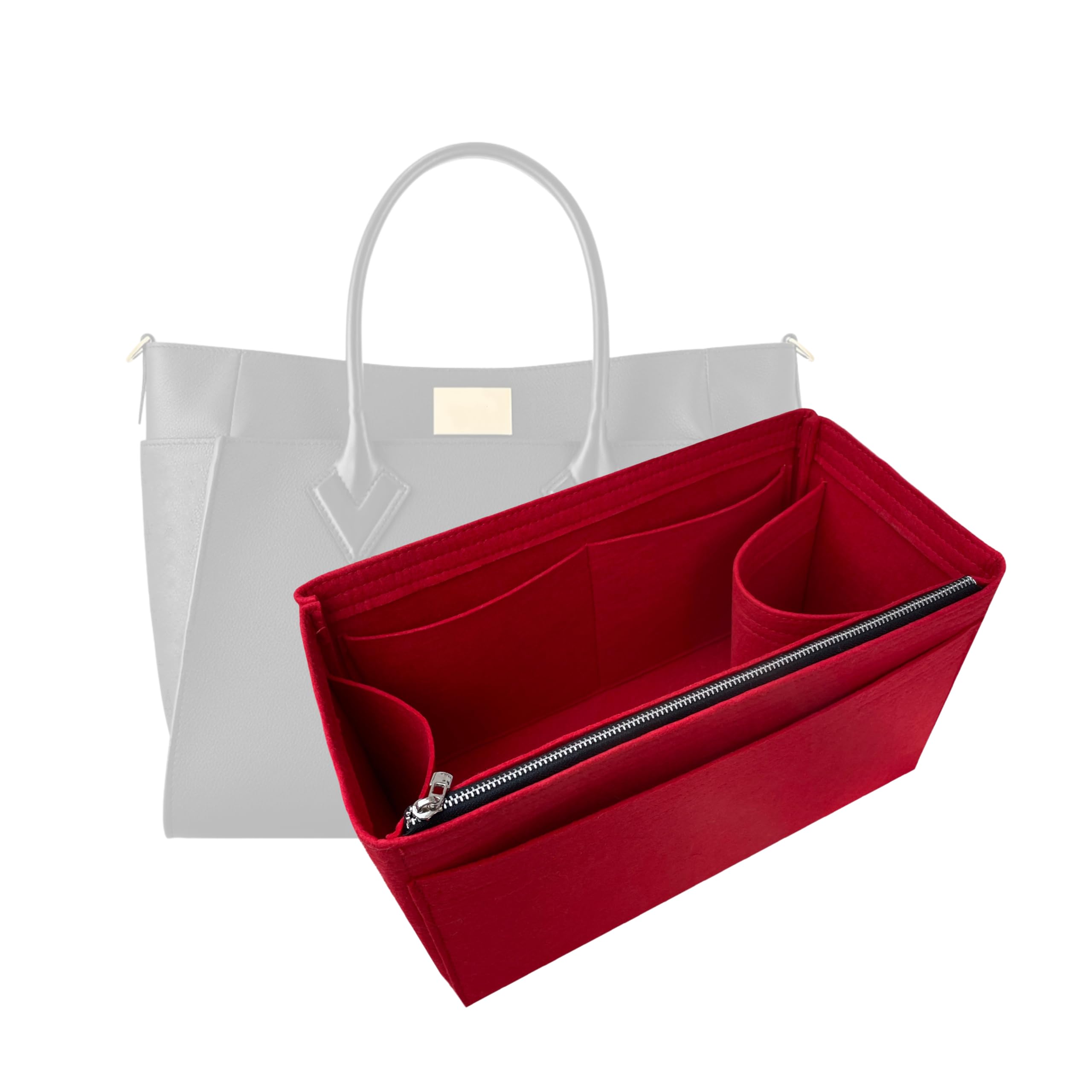 Premium LV On My Side MM Bag Organizer Insert - Handmade 2mm Thick Felt Purse Organizer with Gold Zipper for Louis Vuitton On My Side PM & MM (Beige) | Perfect for Travel, Work & Everyday Use
