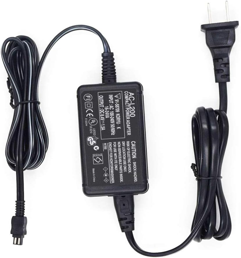 Original AC L200 Power Adapter Charger for Sony Handycam DCR-SX40/SX41/SX44/SX45/SX60/SX63/SX65/SX83/SX85 & DCR-SR42/SR45/SR46/SR47/SR68 - Replacement Charging Cord for Sony Camcorders - Perfect for Travel, Home Use & Professional Videography