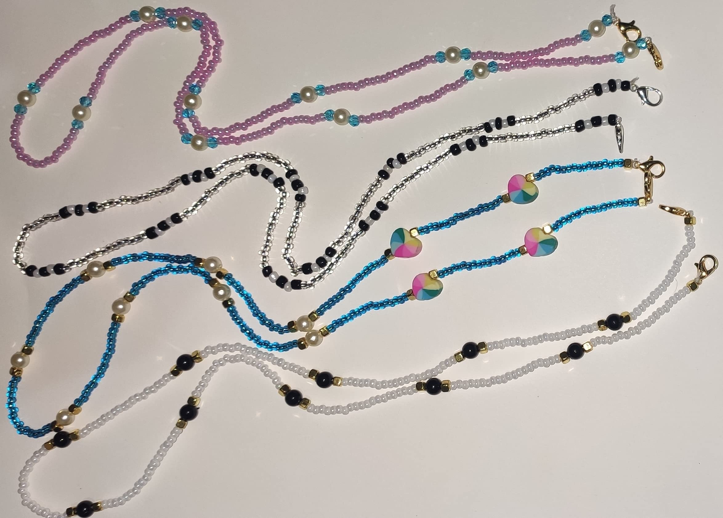 Stylish Beaded Mask Lanyard Set for Women & Kids - 23 Inch (4 Pack) - Perfect for Travel & Work