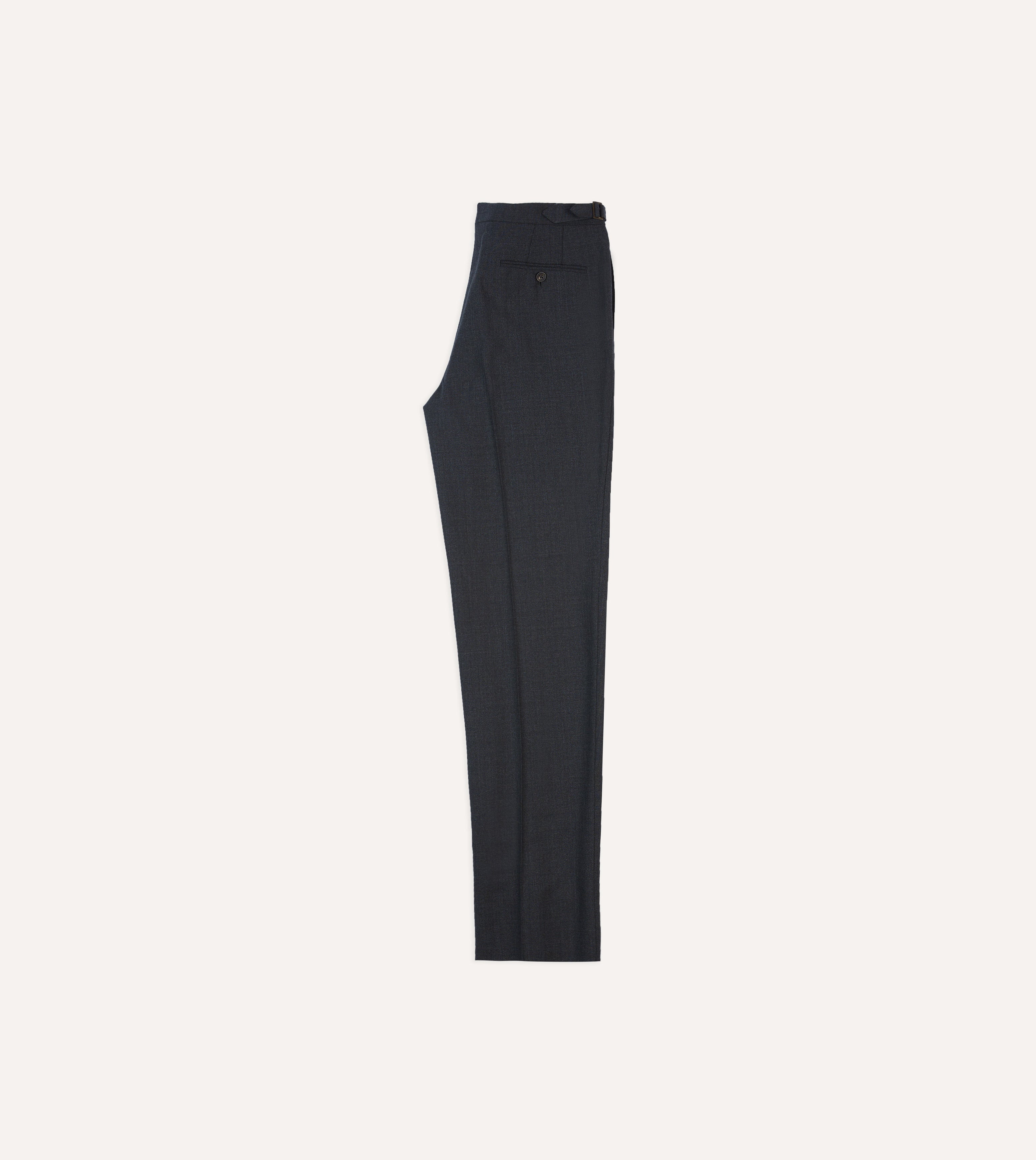 Premium Charcoal Tropical Wool Single Pleat Dress Pants for Men - Business Formal & Office Wear - Comfortable & Breathable for Warm Weather