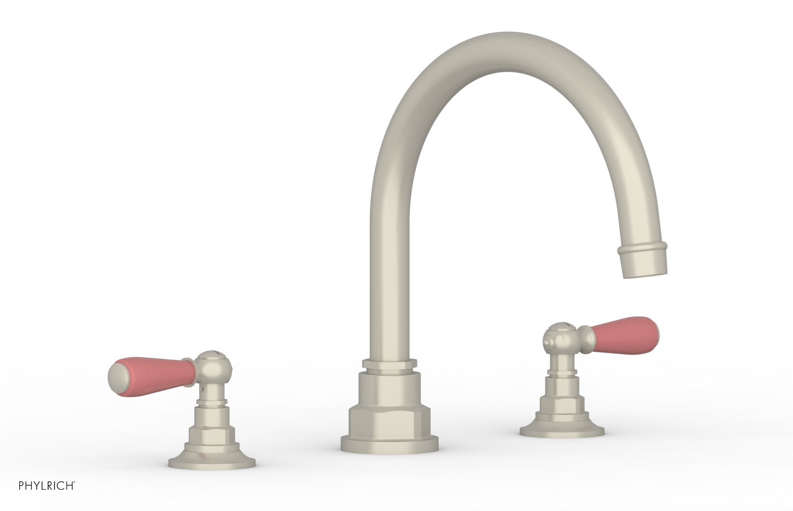 Jamestown Deck Tub Set with Lever Handles & Pink Accents - 165