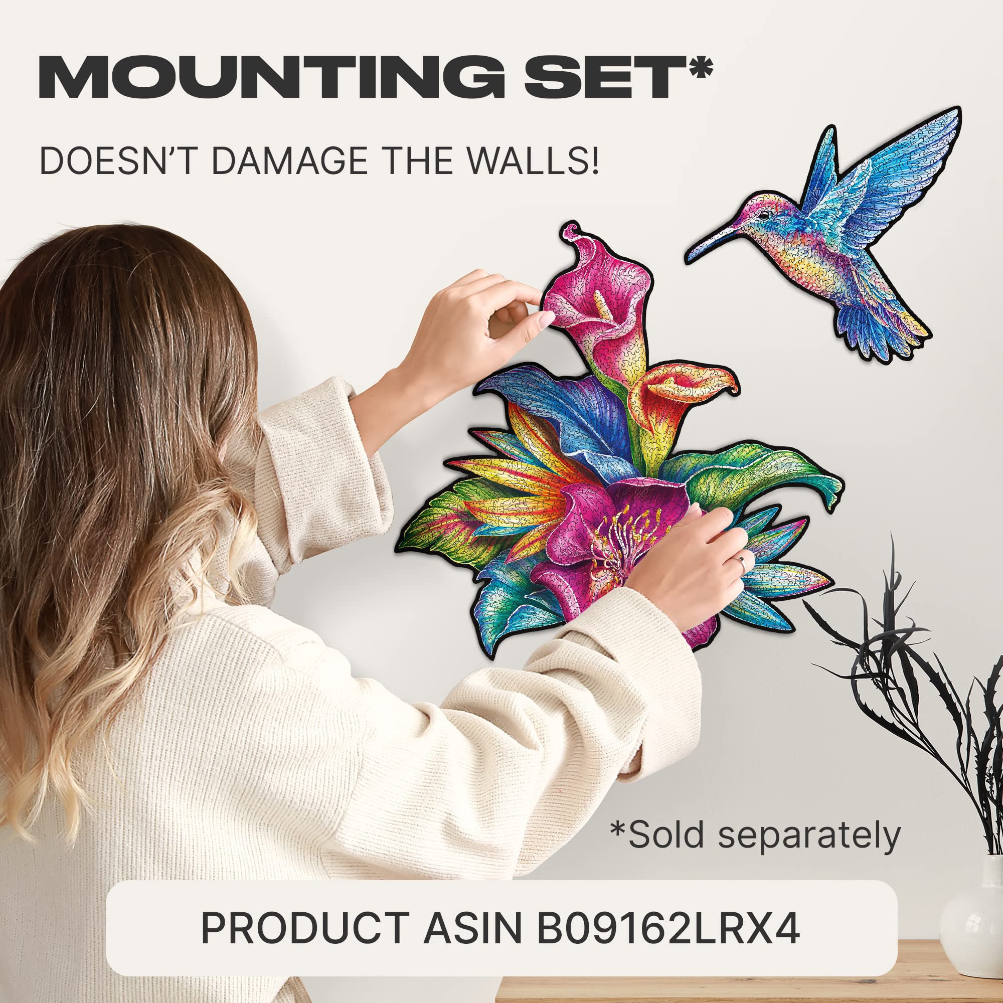 UNIDRAGON Original Wooden Jigsaw Puzzle - 700 Piece Elusive Colibri Hummingbird Art, Large 27.6x21.3 Inches, Unique Shaped Pieces, Premium Gift Box for Adults & Kids - Perfect for Family Game Night, Home Decor & Stress Relief