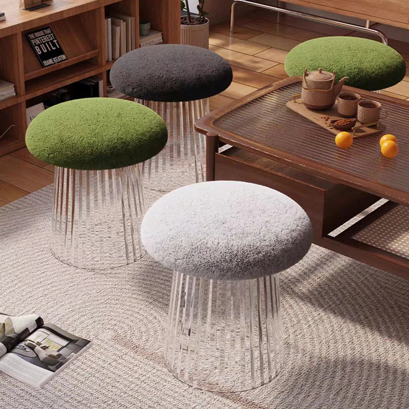 Nordic Mushroom Acrylic Stool - Modern Mushroom-Shaped Side Table for Living Room, Bedroom, or Kids Room - Durable Acrylic Furniture for Home Decor