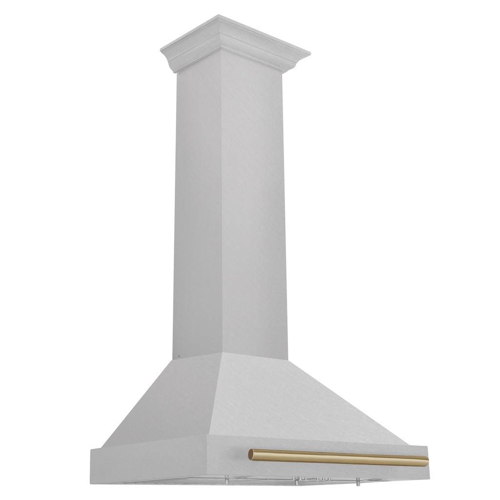 ZLINE KB4SNZ 36 CB Autograph Edition 36-inch Stainless Steel Wall Mount Range Hood with Convertible Design & Champagne Bronze Handle - Perfect for Modern Kitchens & Open-Concept Homes