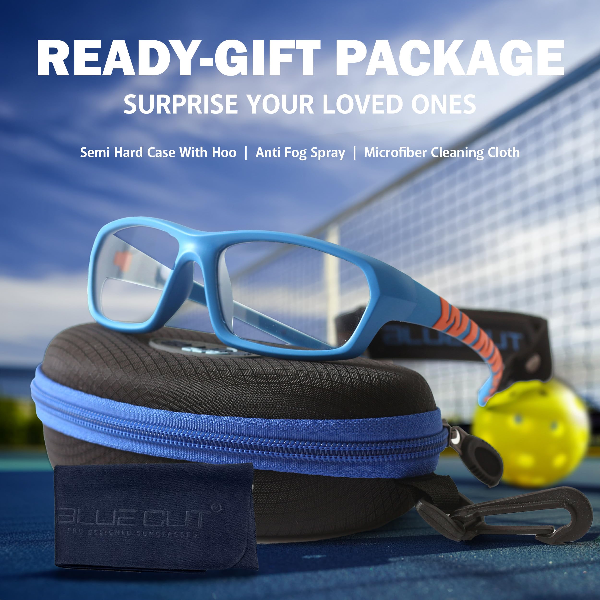 Blue Light Blocking Sports Goggles with Photochromic Lenses - UV Protection Safety Glasses for Basketball, Pickleball, Cycling & Outdoor Activities - Perfect for Day/Night Sports & Screen Time Use