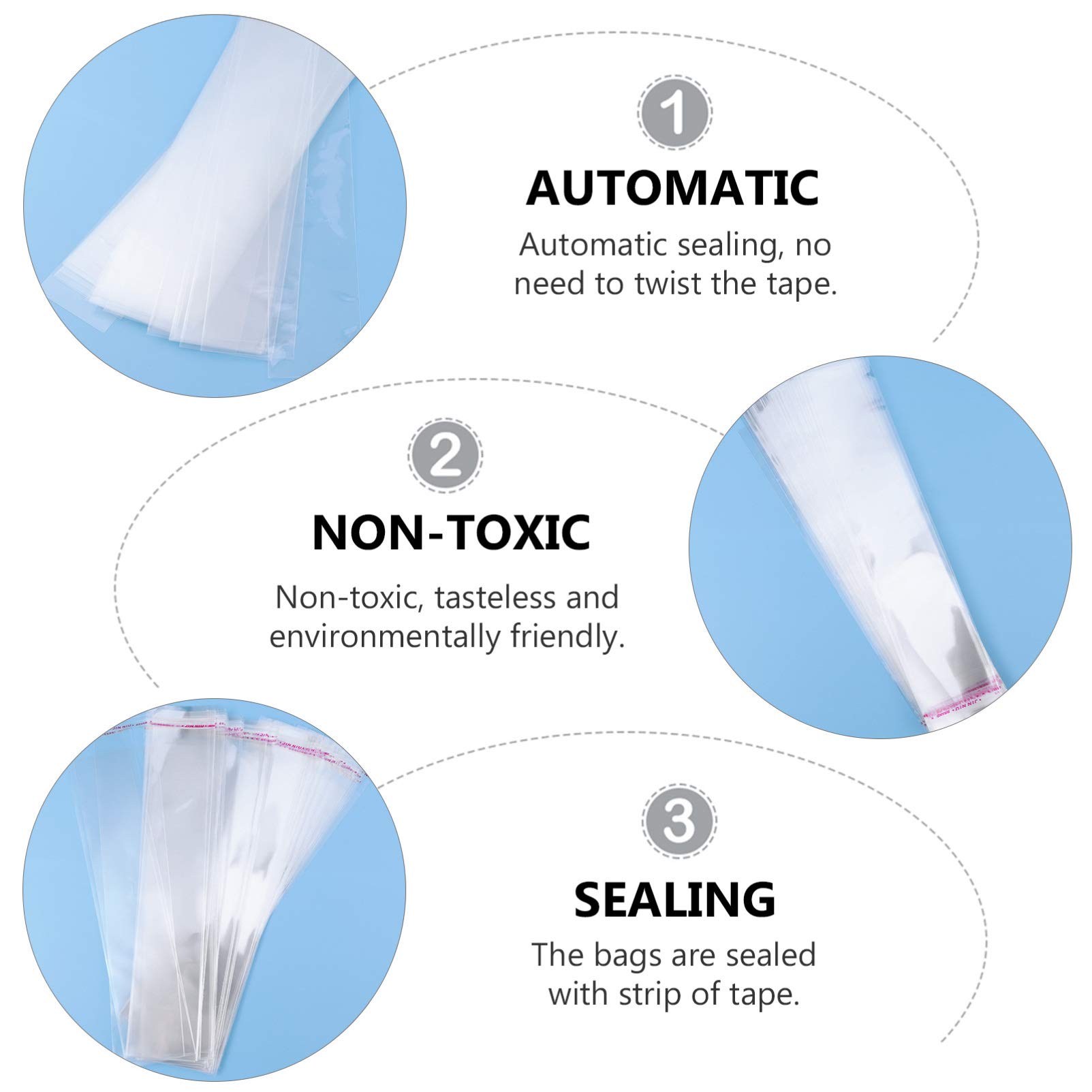 Sewroro 200pcs Clear Resealable Cellophane Bags - Self Adhesive, Slim Design for Bakery, Candy, Cookies - Perfect for Christmas, Halloween Party Favors, Gift Wrapping & Food Storage