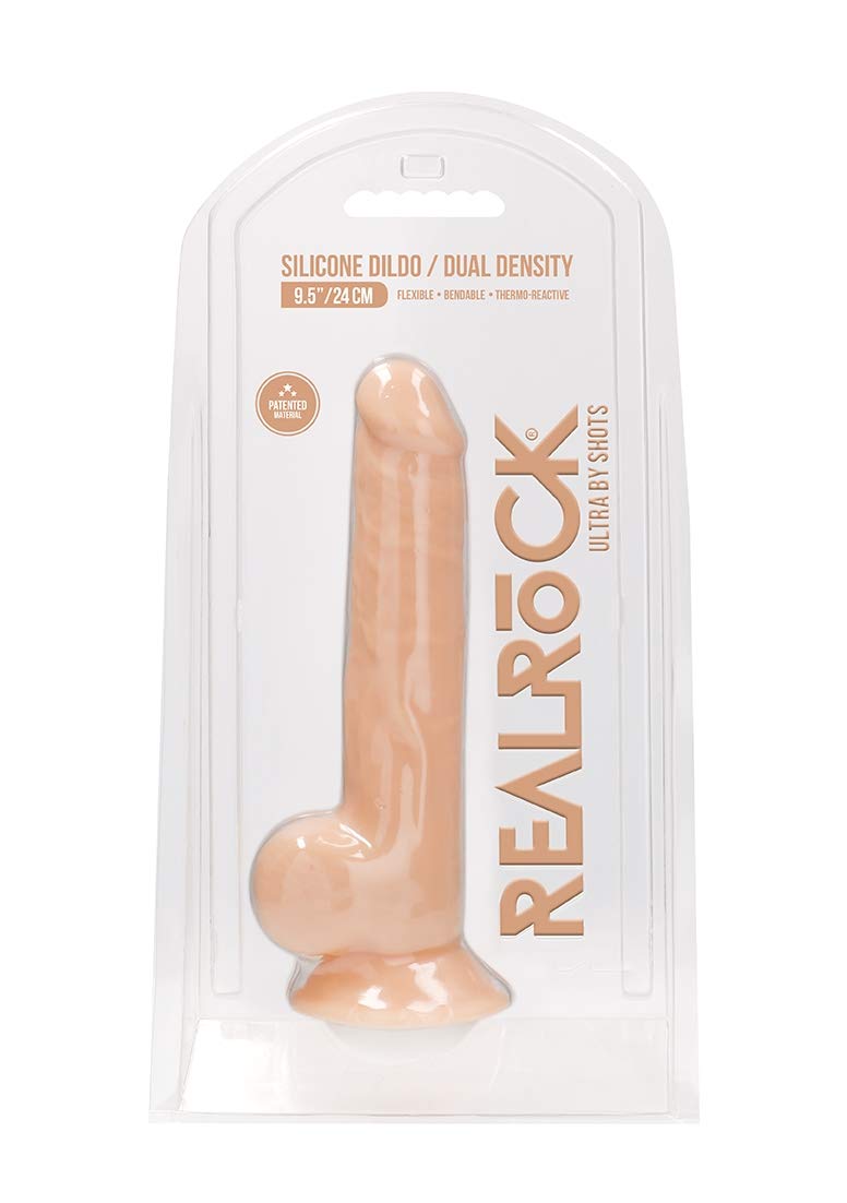 RealRock by Shots America - 9.5 Inch Realistic Silicone Dildo with Testicles - Soft Skin Feel - Body-Safe Adult Toy for Couples & Solo Play - Perfect for BDSM, Roleplay & Spicing Up Your Sex Life
