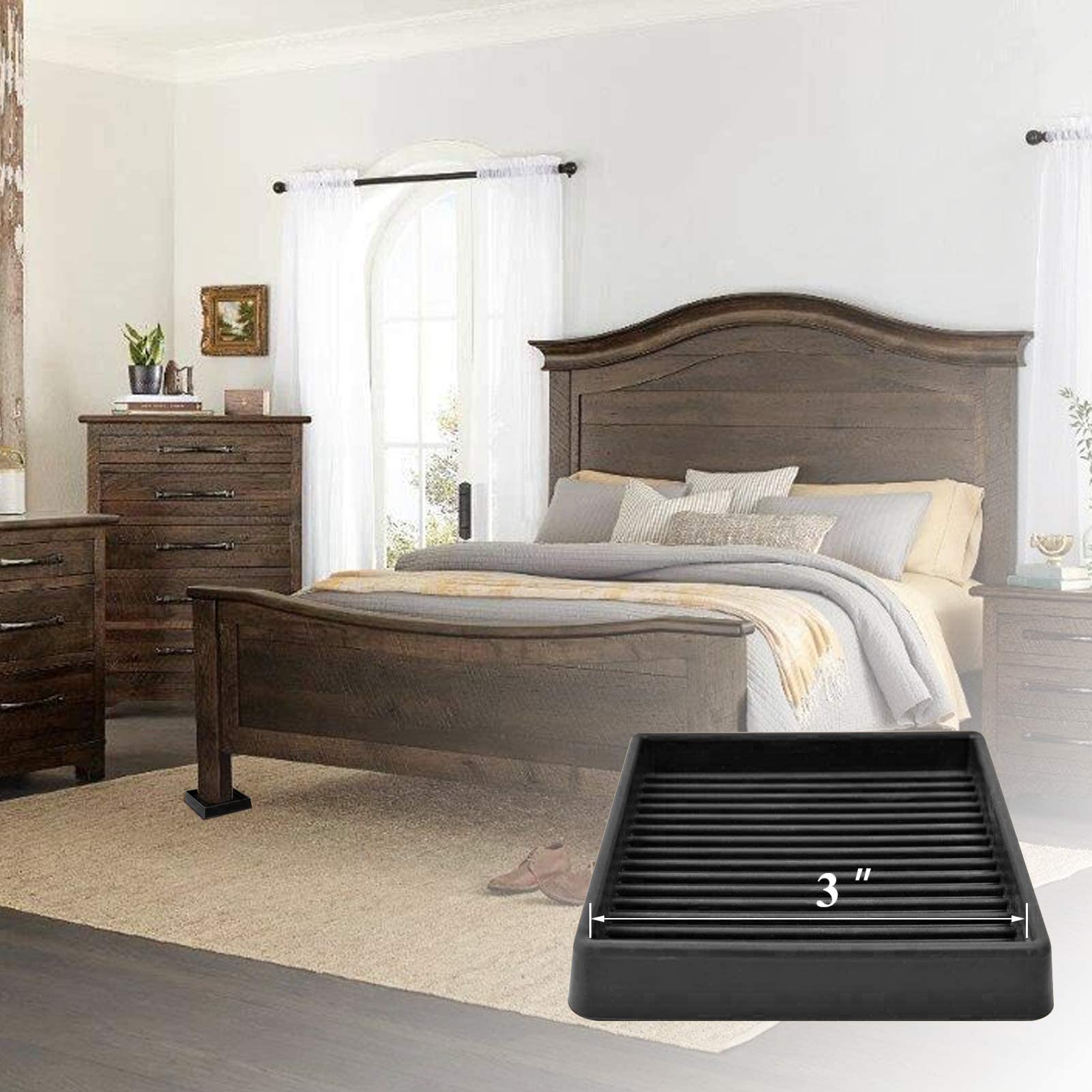 Yelanon 8-Piece 3-Inch Non-Slip Furniture Coasters - Hardwood Floor Protectors, Anti-Skid Rubber Grippers for Beds, Couches & Heavy Furniture - Perfect for Home, Office & Moving Protection