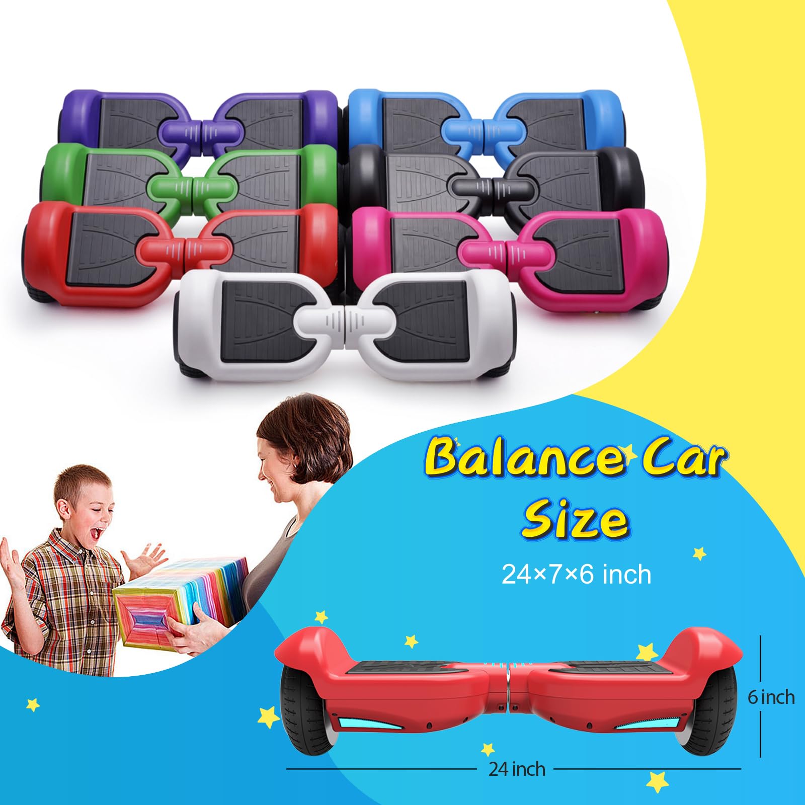 HOVERSTAR Bluetooth Hoverboard with LED Lights - Self Balancing Electric Scooter for Kids, Teens, Boys & Girls - Indoor & Outdoor Use - Perfect for Commuting, Play & Gifts (Matt Pink)