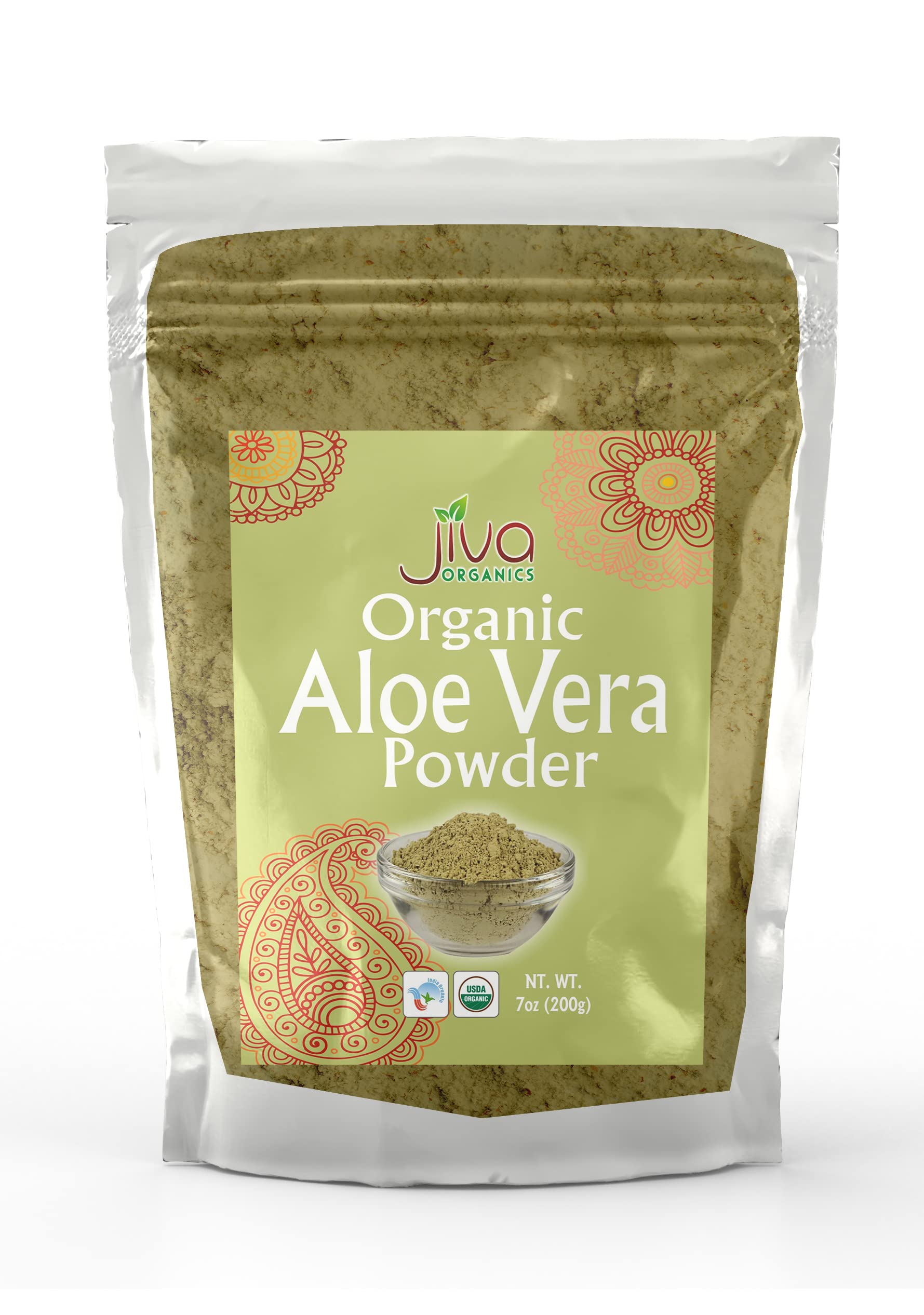 Organic Aloe Vera Leaf Powder 7 Oz (200g) - USDA Certified, Aloe Barbadensis Miller, Resealable Pouch for Smoothies, Skincare & Natural Remedies