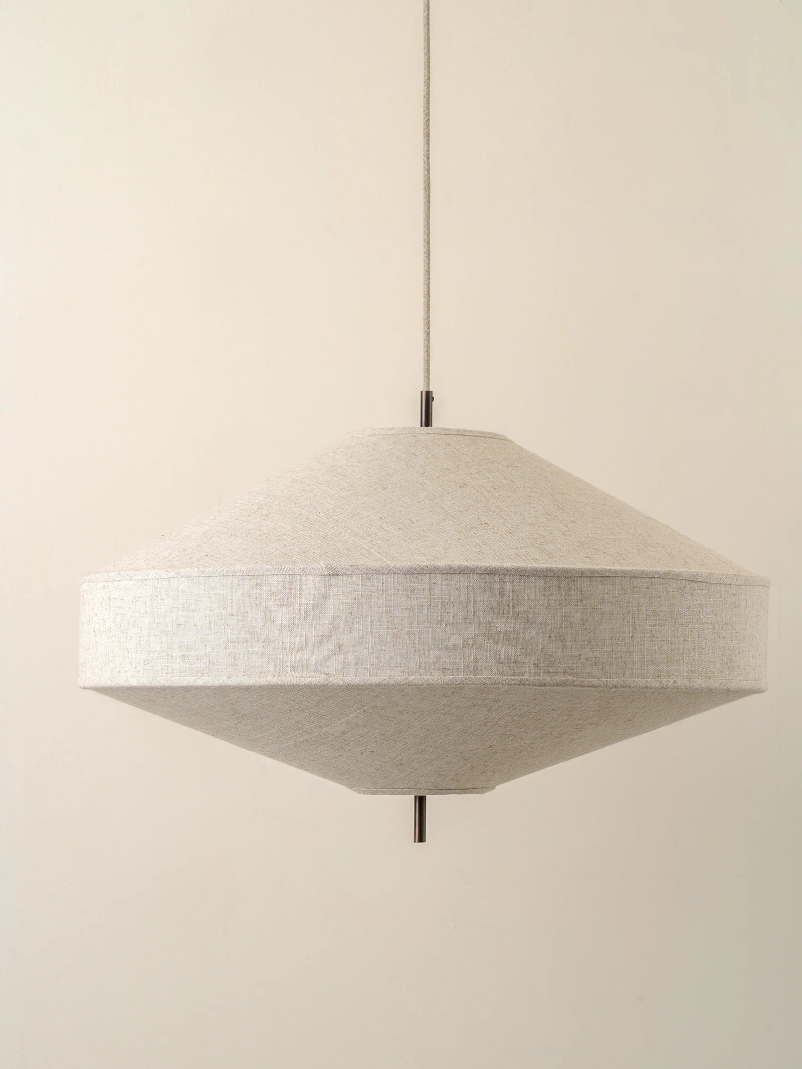 Solara Large Aged Brass & Natural Linen Pendant Light - Vintage Industrial Ceiling Fixture for Dining Room, Kitchen Island or Bedroom Lighting