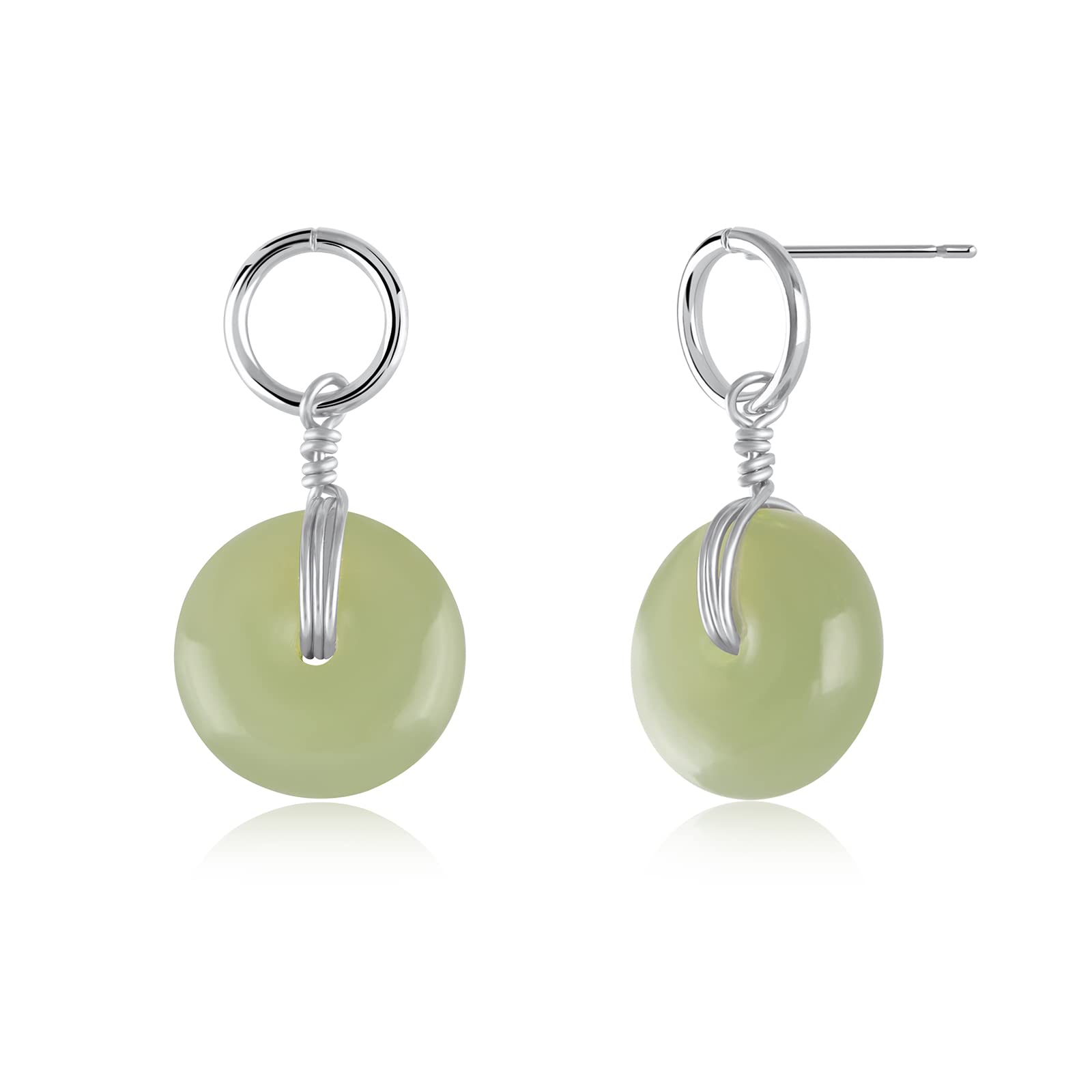 DAUMIER 925 Sterling Silver Green Jade Dangle Earrings for Women - Lightweight Handmade Jade Drop Earrings, Perfect Gift for Mom, Friends & Jewelry Lovers | Elegant Everyday Wear for Office, Parties & Special Occasions