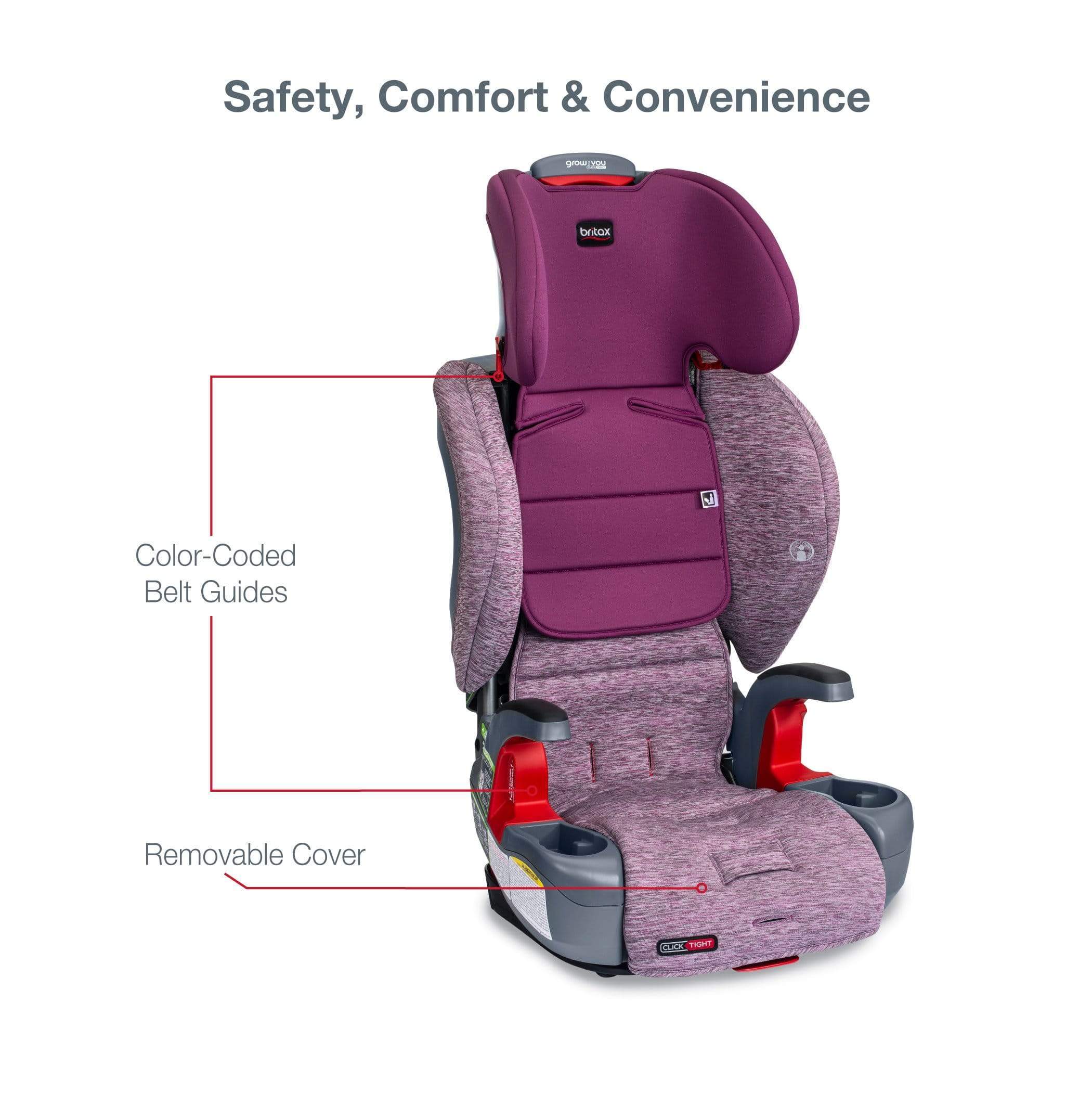 Britax Grow With You Clicktight Booster Car Seat - Safe & Adjustable for Kids 3-12 Years - Perfect for School, Travel & Family Road Trips