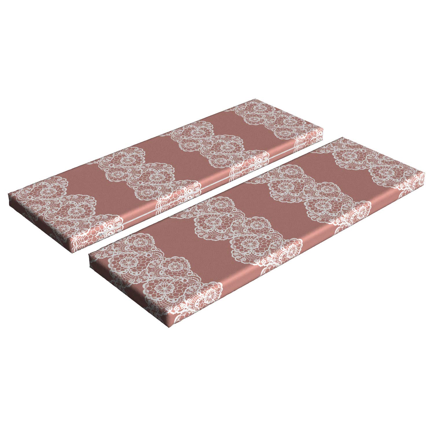 Ambesonne Vintage Bench Cushion Set of 2 - White Lace Trimmed Romantic Design with Crochet Edging, 45