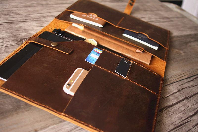 Custom Leather MacBook Pro 15 Inch Case - Personalized Engraved Laptop Sleeve for Work, Travel & School Protection