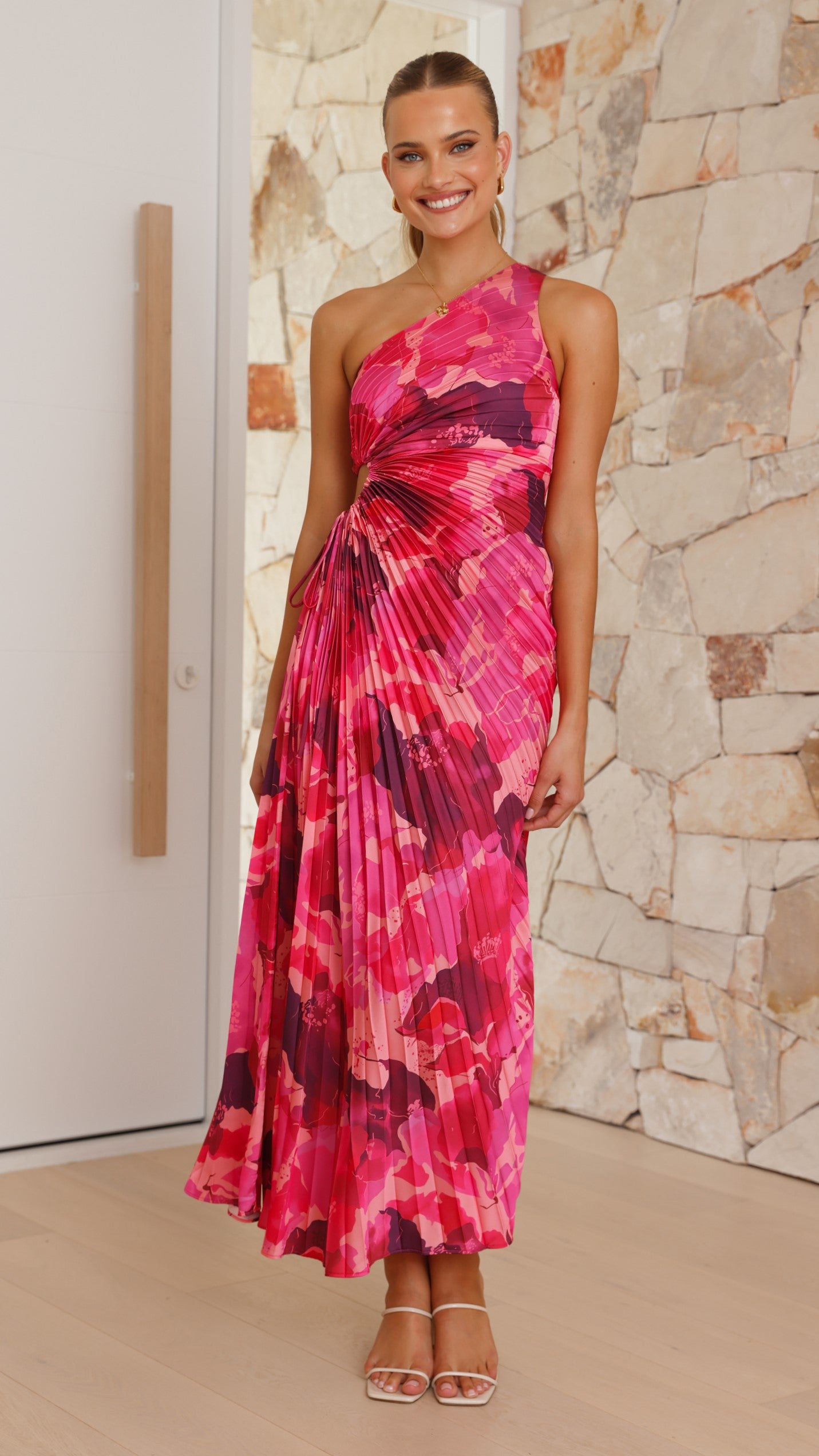Laken Women's Maxi Dress - Pink Floral Print Long Summer Dress for Beach, Vacation & Casual Wear