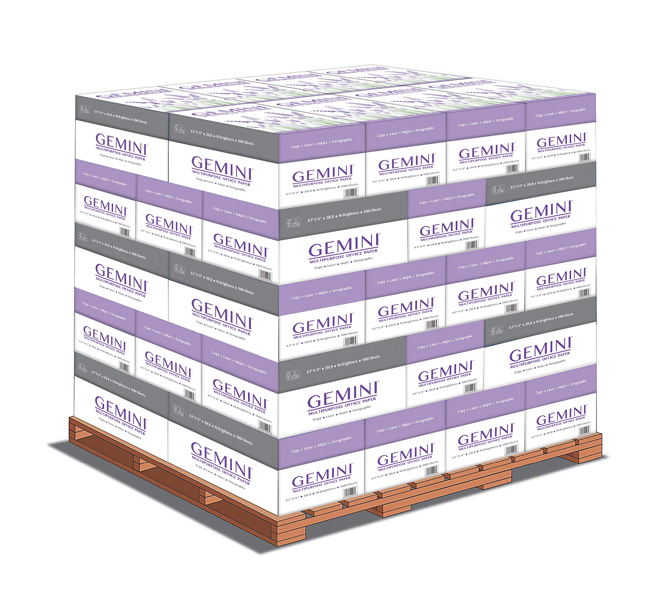 Gemini Pallet Paper - Bright White 20# Copy Paper, 8.5” x 11 Letter Size, FSC Certified Printer Paper for Office, School & Home Printing Needs